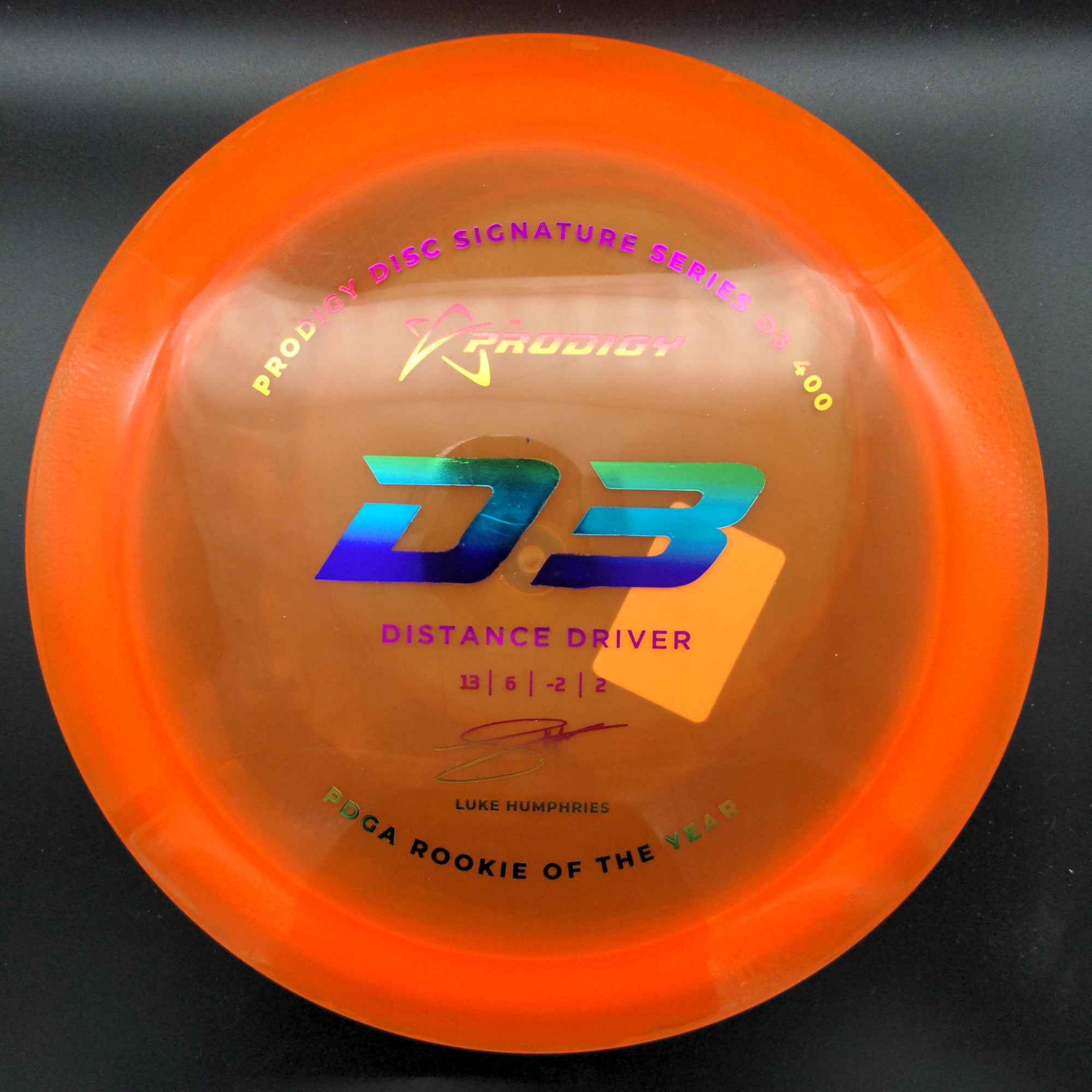 Prodigy Distance Driver Orange Rainbow Stamp 173g D3,  400 Plastic, Luke Humphries 2022