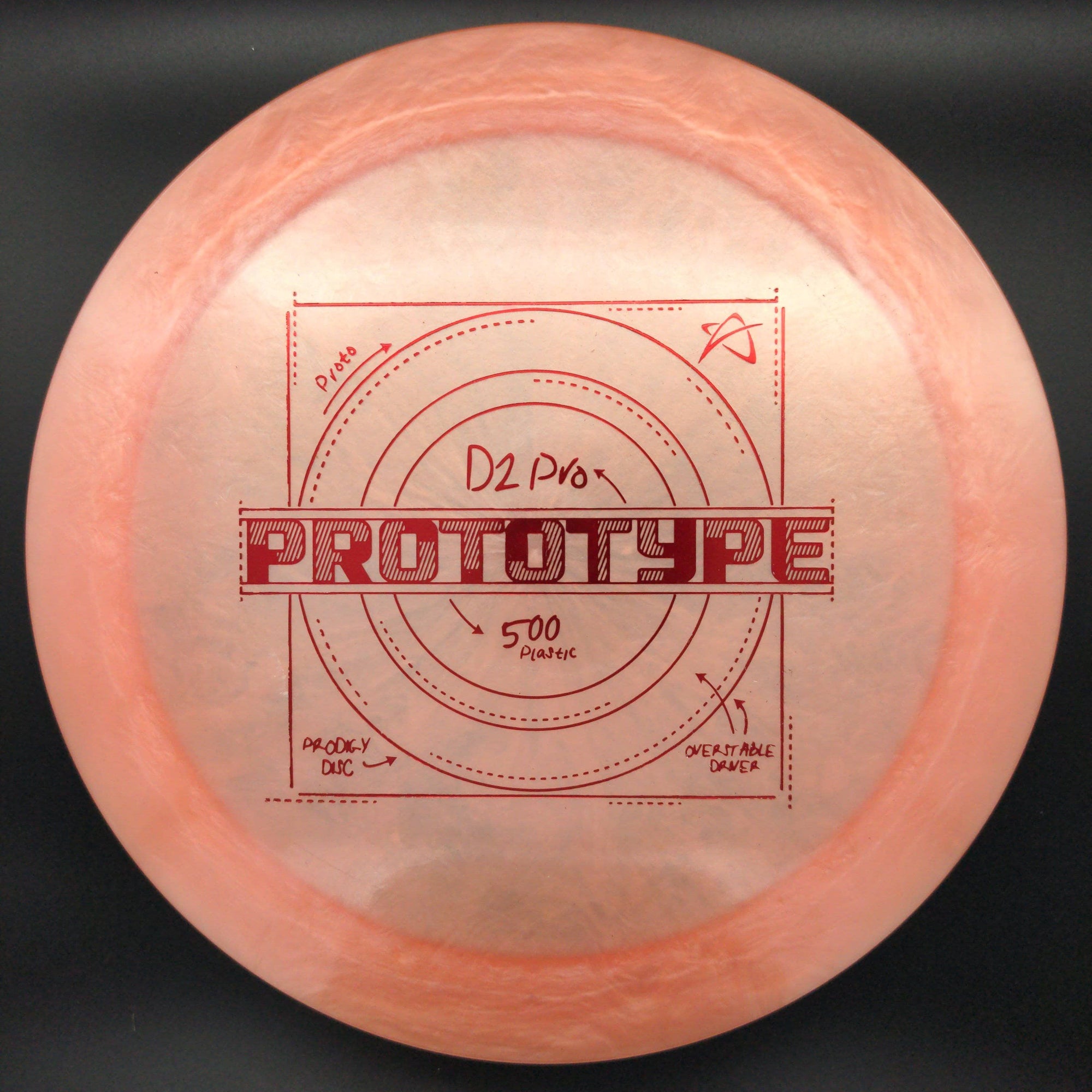 Prodigy Distance Driver Orange Red Stamp 174g D2 Pro, 500, Prototype