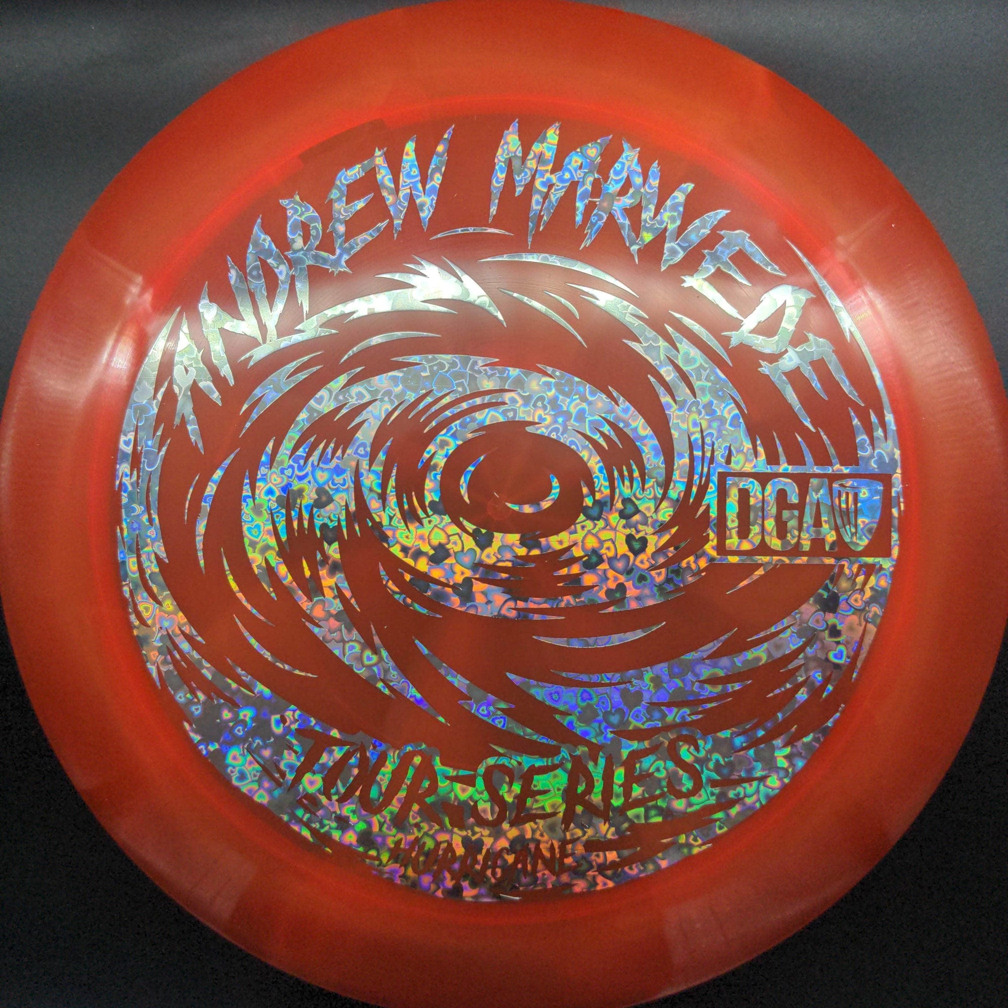 DGA Distance Driver Red/Purple Silver Holo Stamp 174g Hurricane, Swirl, Andrew Marwede Tour Series 2023