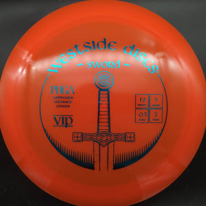 Westside Discs Distance Driver Orange Teal Stamp 173g Sword, VIP Plastic