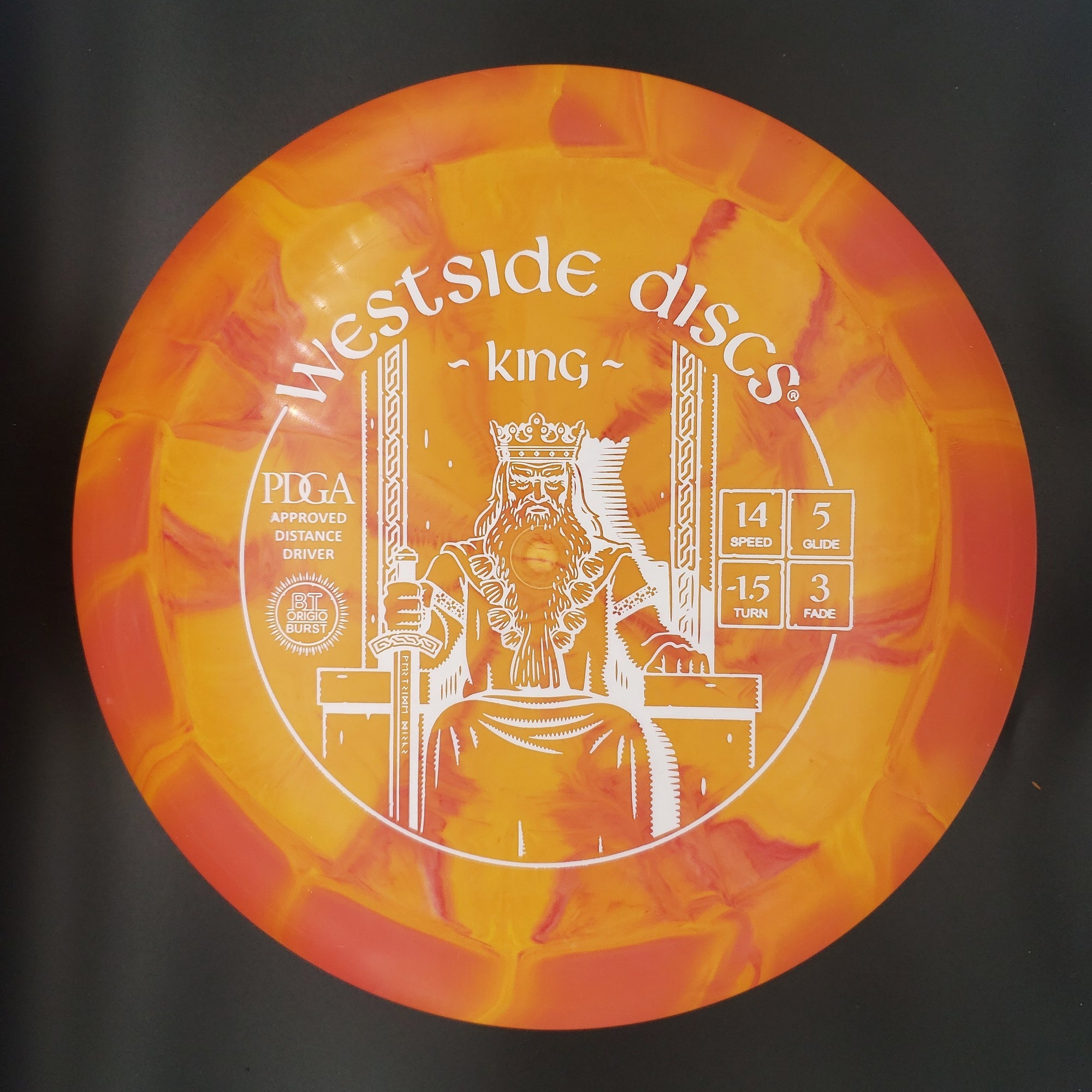Westside Discs Distance Driver Orange White Stamp 173g 1 King, Origio Burst Plastic