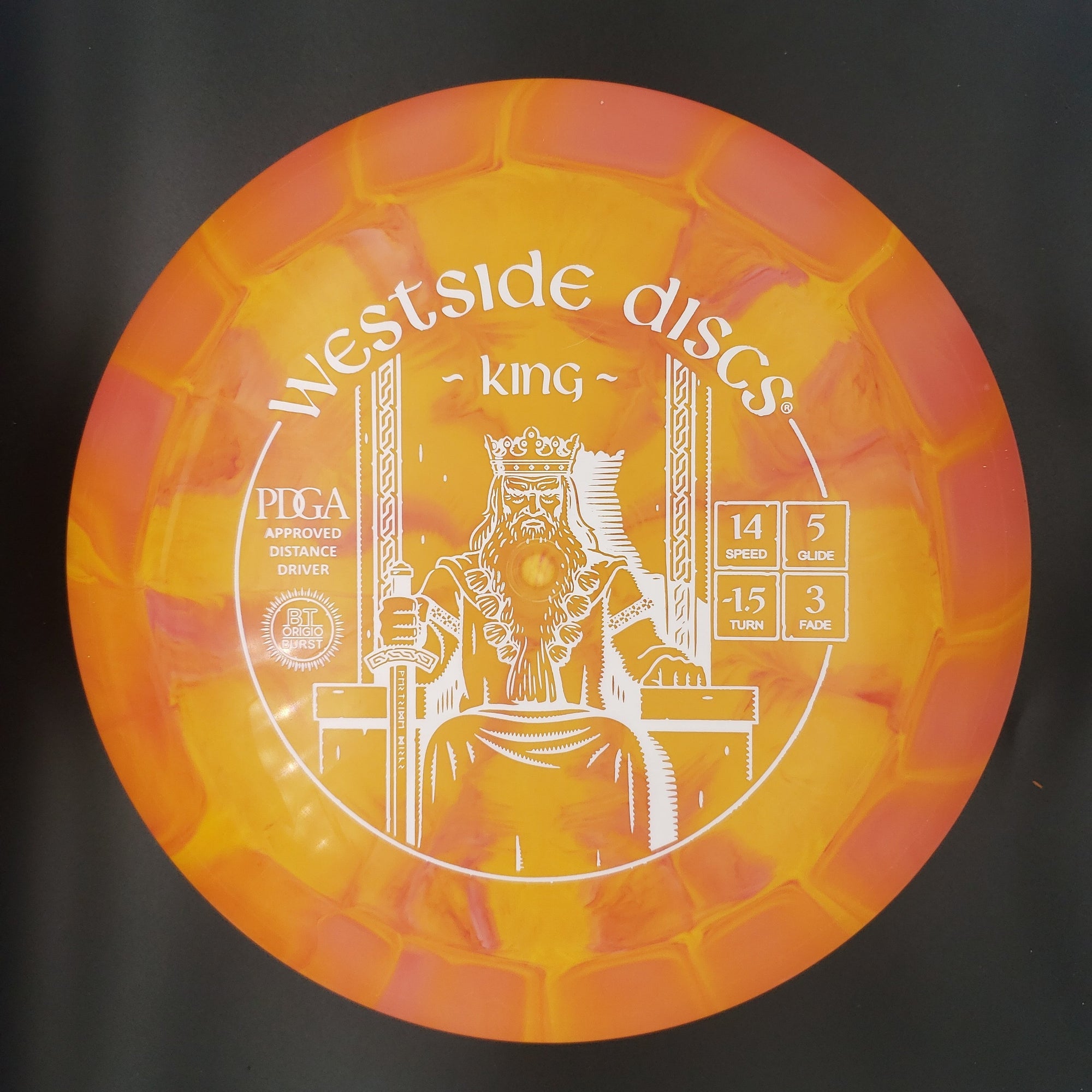Westside Discs Distance Driver Orange White Stamp 173g 3 King, Origio Burst Plastic