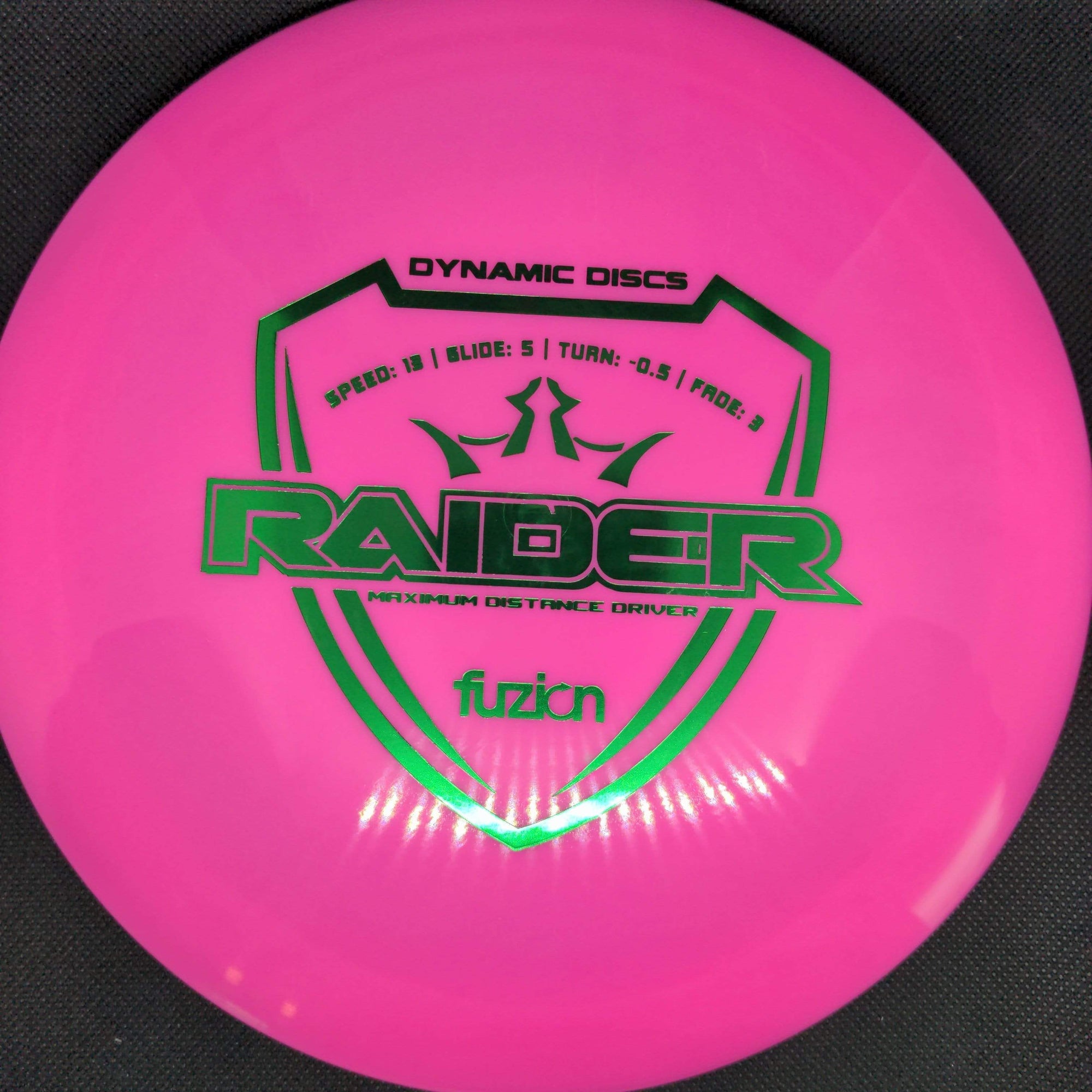 Dynamic Discs Distance Driver Pink, Green Stamp 173g Fuzion Raider