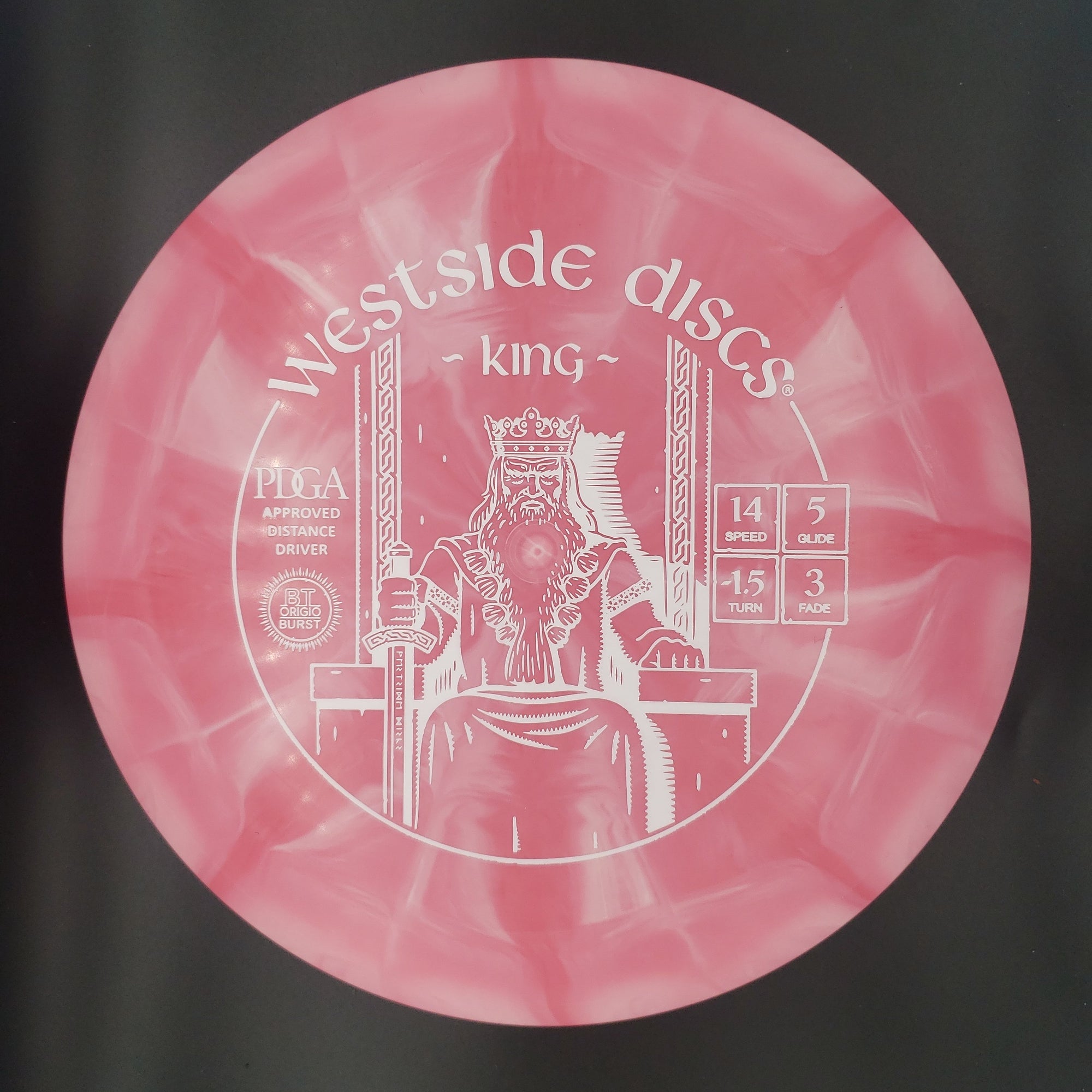 Westside Discs Distance Driver Pink White Stamp 173g 4 King, Origio Burst Plastic