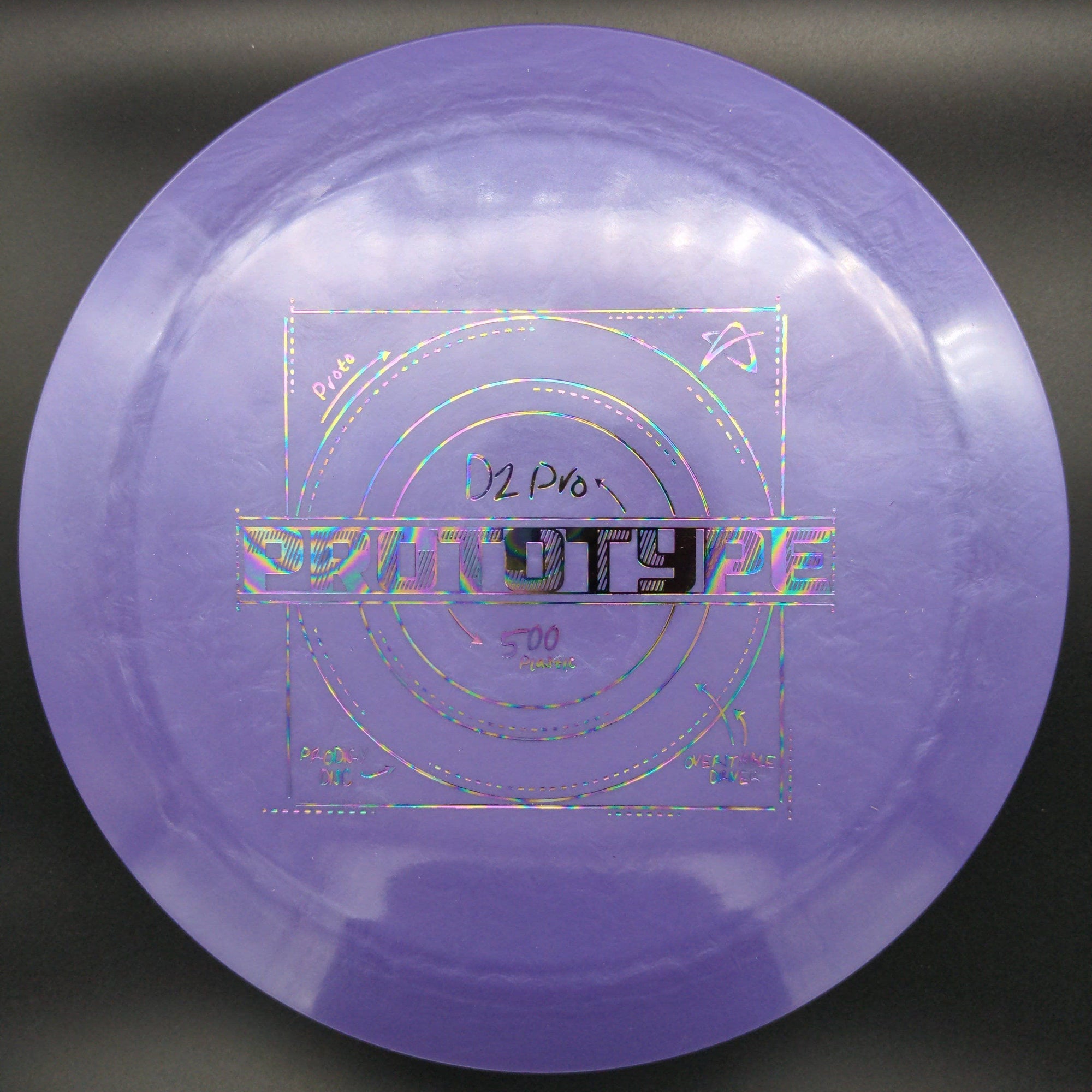 Prodigy Distance Driver Purple Oil Slick Stamp 172g D2 Pro, 500, Prototype