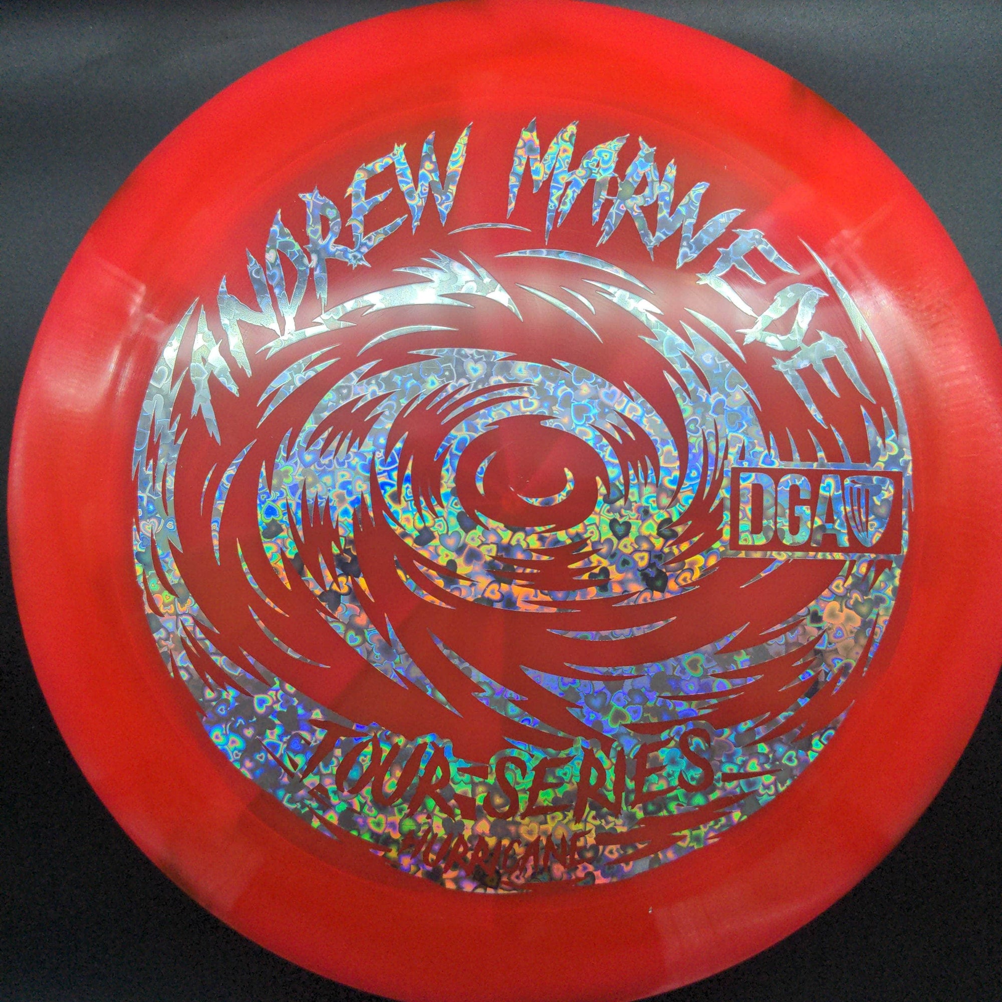 DGA Distance Driver Red/Orange Silver Heart 174g Hurricane, Swirl, Andrew Marwede Tour Series 2023