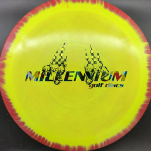 Millennium Discs Distance Driver Red Rim Yellow Center Checkers Claws 175g Falcon, Helio Sirius Plastic - USDGC Stamp "Championship"