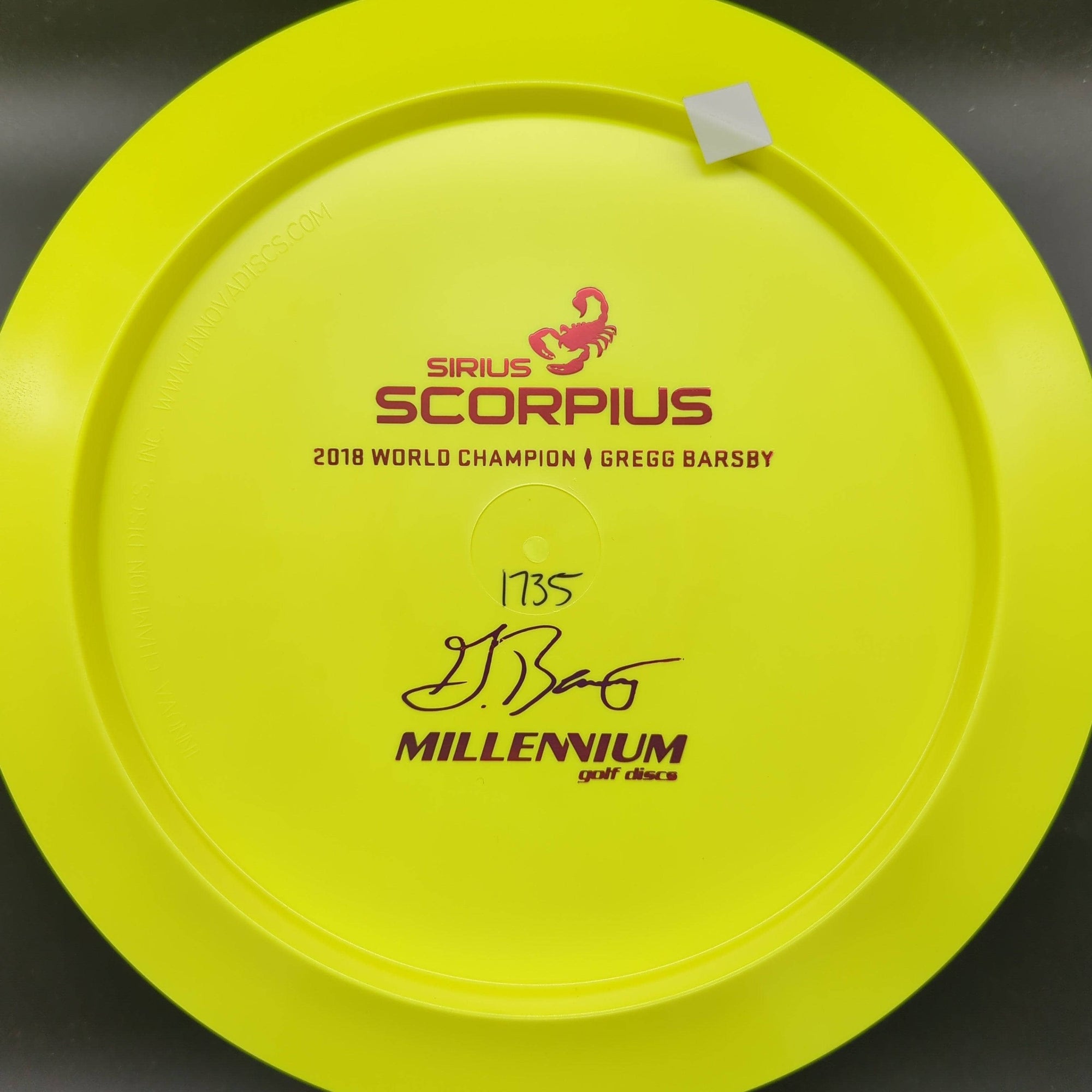 Millennium Discs Distance Driver Scorpius, Sirius - Gregg Barsby Bottom Stamp
