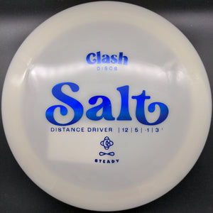 Clash Discs Distance Driver White Blue Stamp 172g Salt, Steady Plastic