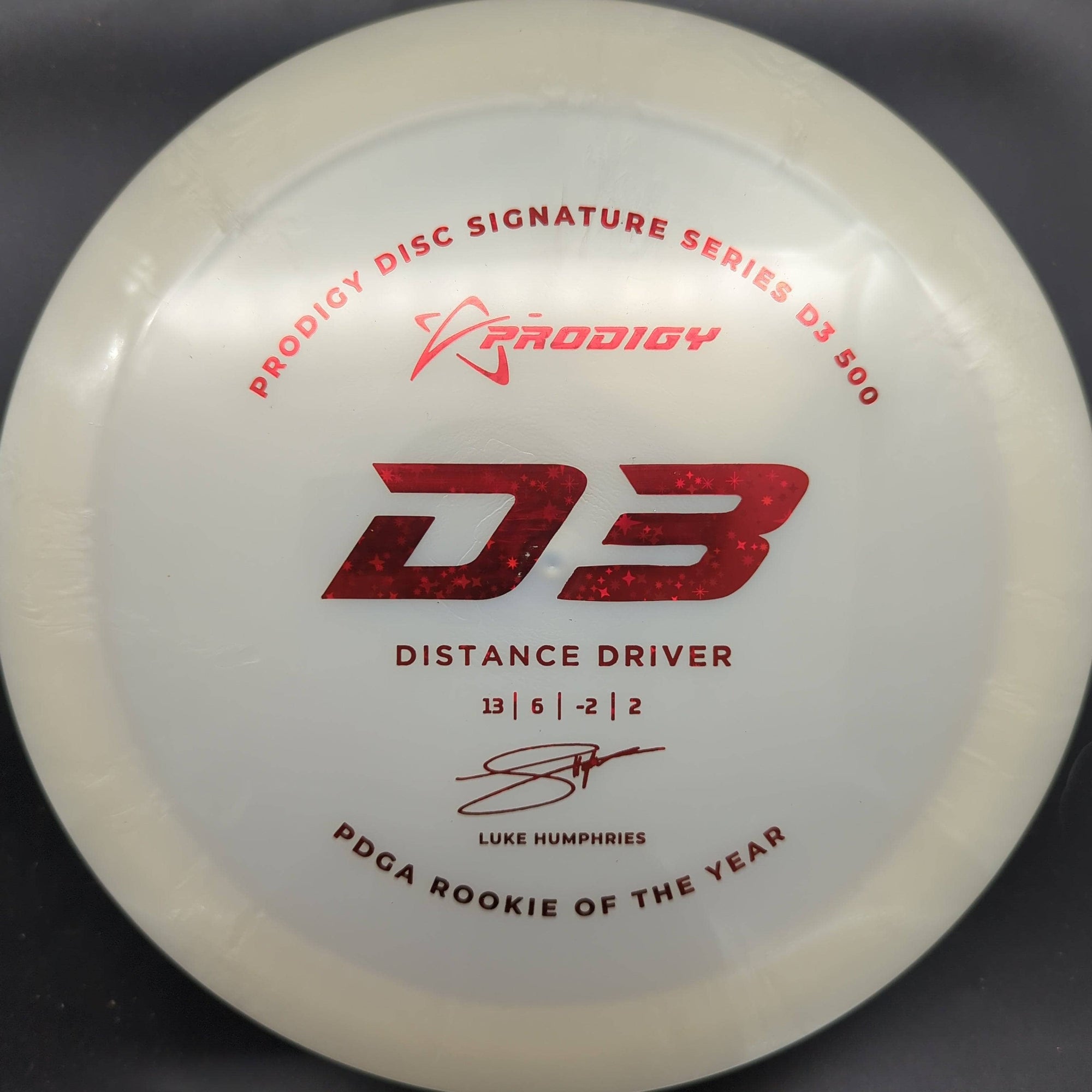 Prodigy Distance Driver White Red Star Stamp 174g D3,  500 Plastic, Luke Humphries 2022