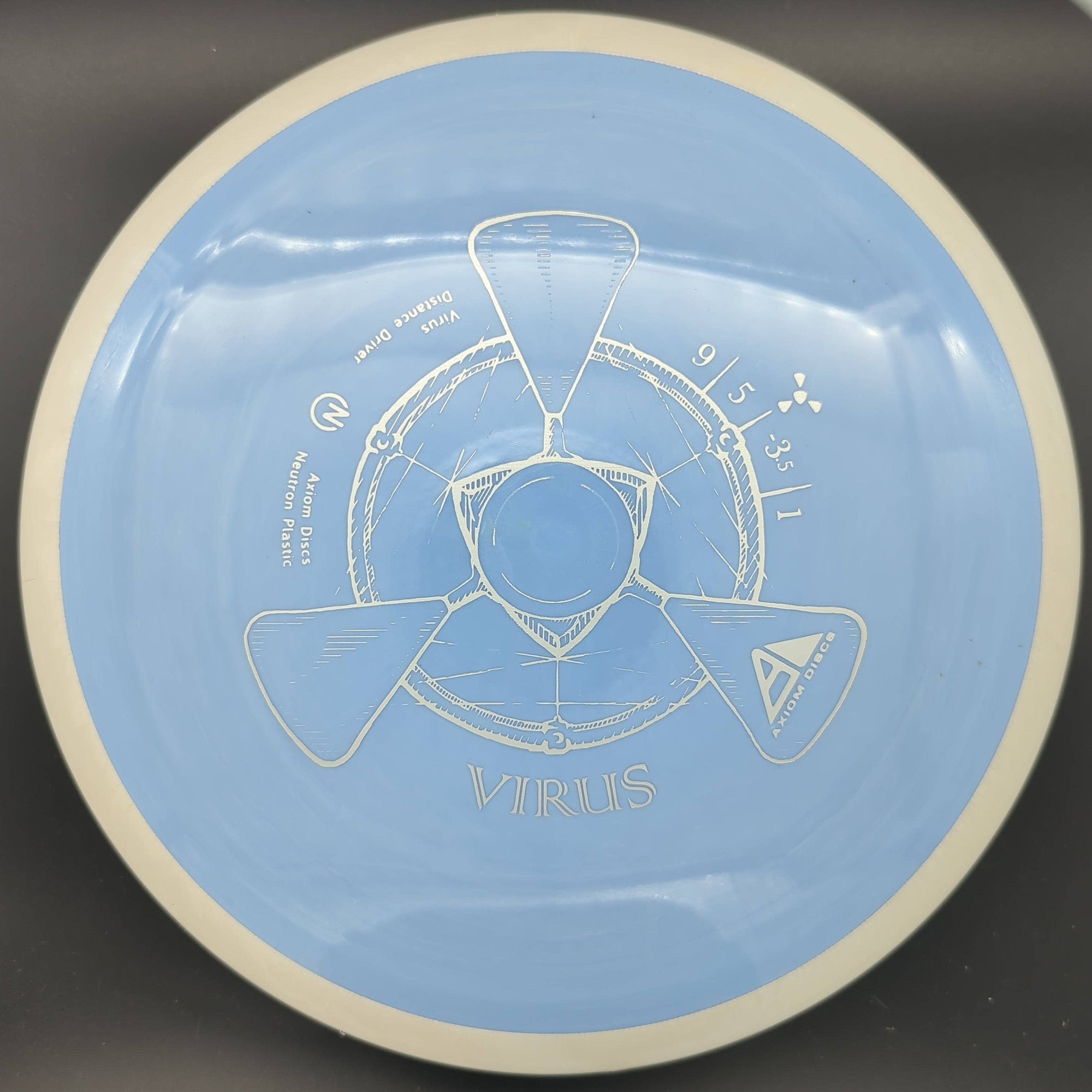 MVP Distance Driver White Rim Blue Plate 174g Neutron Virus