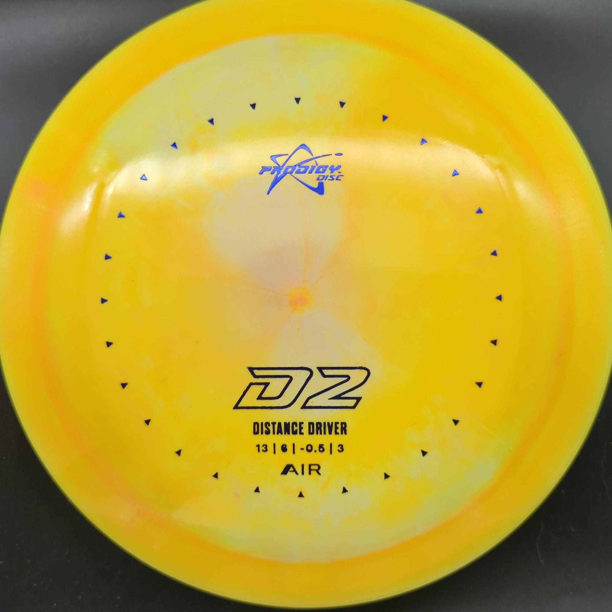 Prodigy Distance Driver Yellow Blue Stamp 162g D2 - AIR Spectrum Plastic