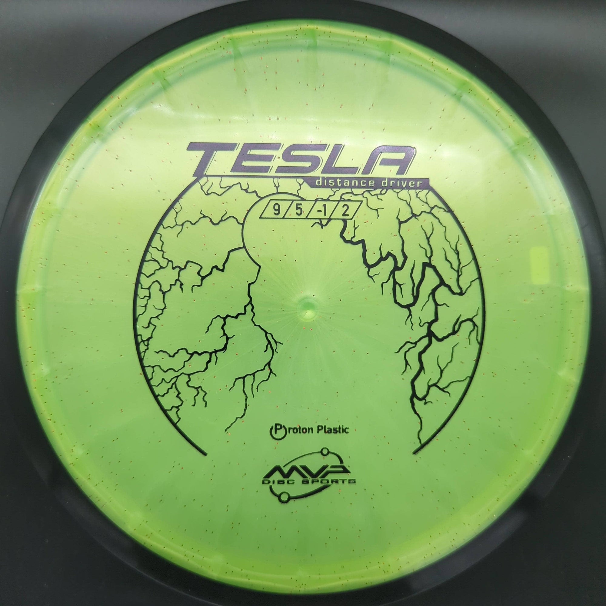 MVP Distance Driver Yellow/Green Metal Flake 174g Proton Tesla