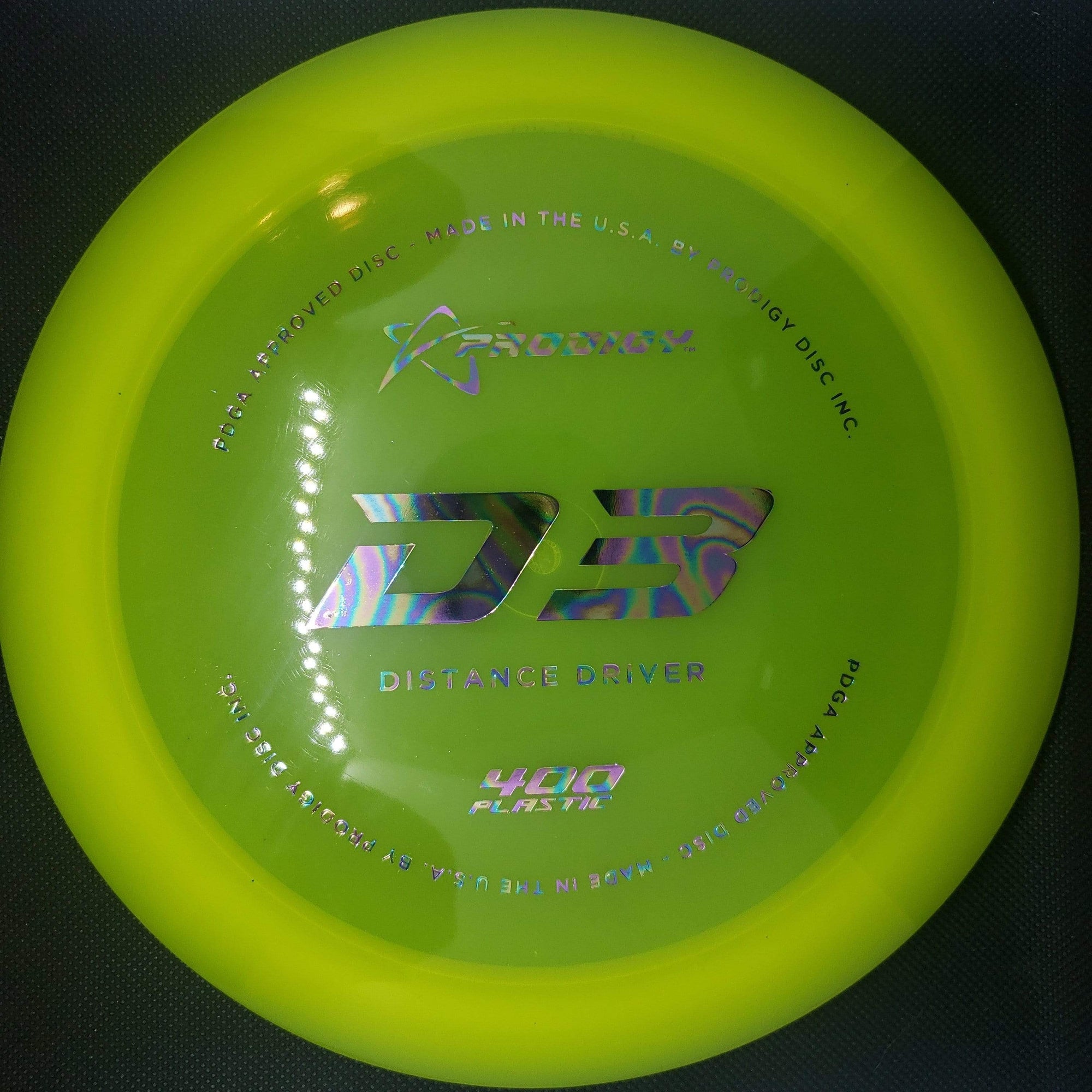 Prodigy Distance Driver Yellow Oil SLick Stamp 174g D3 - 400 Plastic