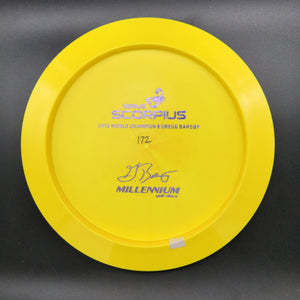 Millennium Discs Distance Driver Yellow Pink Stamp 172g Scorpius, Sirius - Gregg Barsby Bottom Stamp