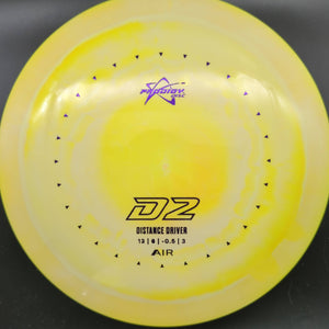 Prodigy Distance Driver Yellow Purple Stamp 163g D2 - AIR Spectrum Plastic