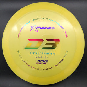 Prodigy Distance Driver Yellow Rainbow Stamp 174g D3, 500 Plastic