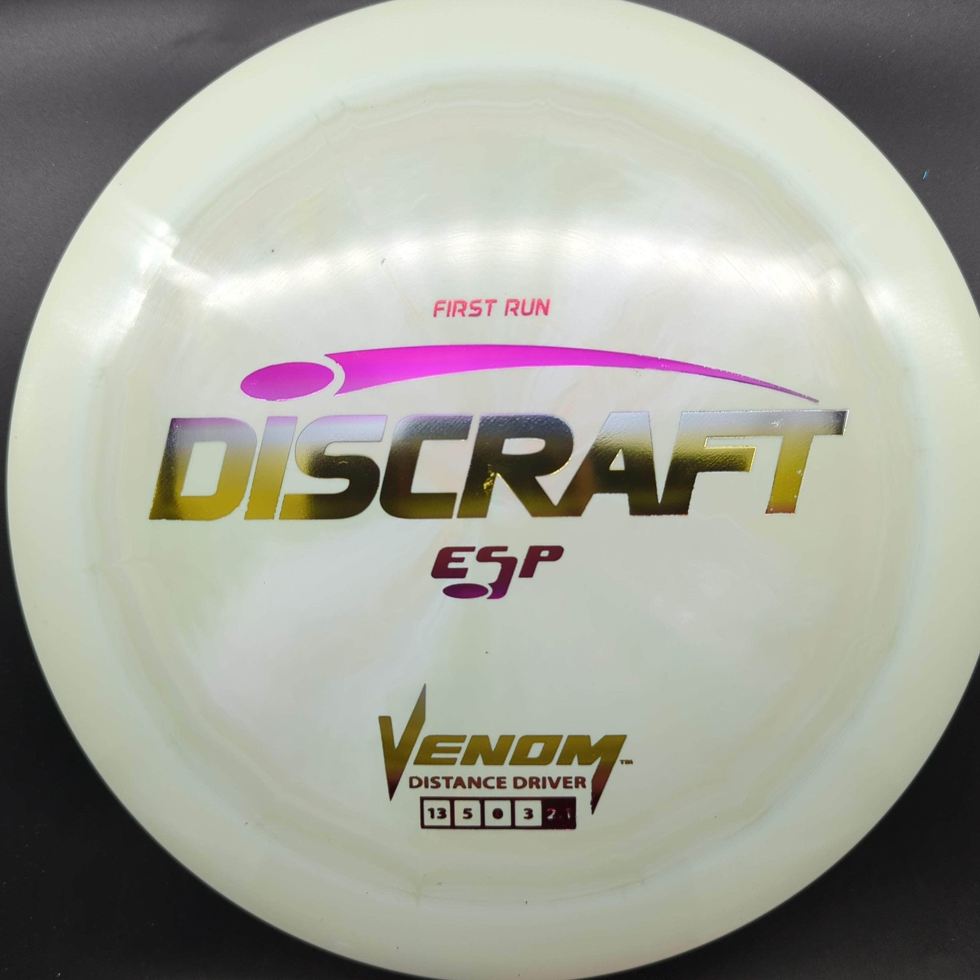 Discraft Distance Driver Yellow Sunrise Stamp Pink/Yellow 174g Venom, ESP, First Run