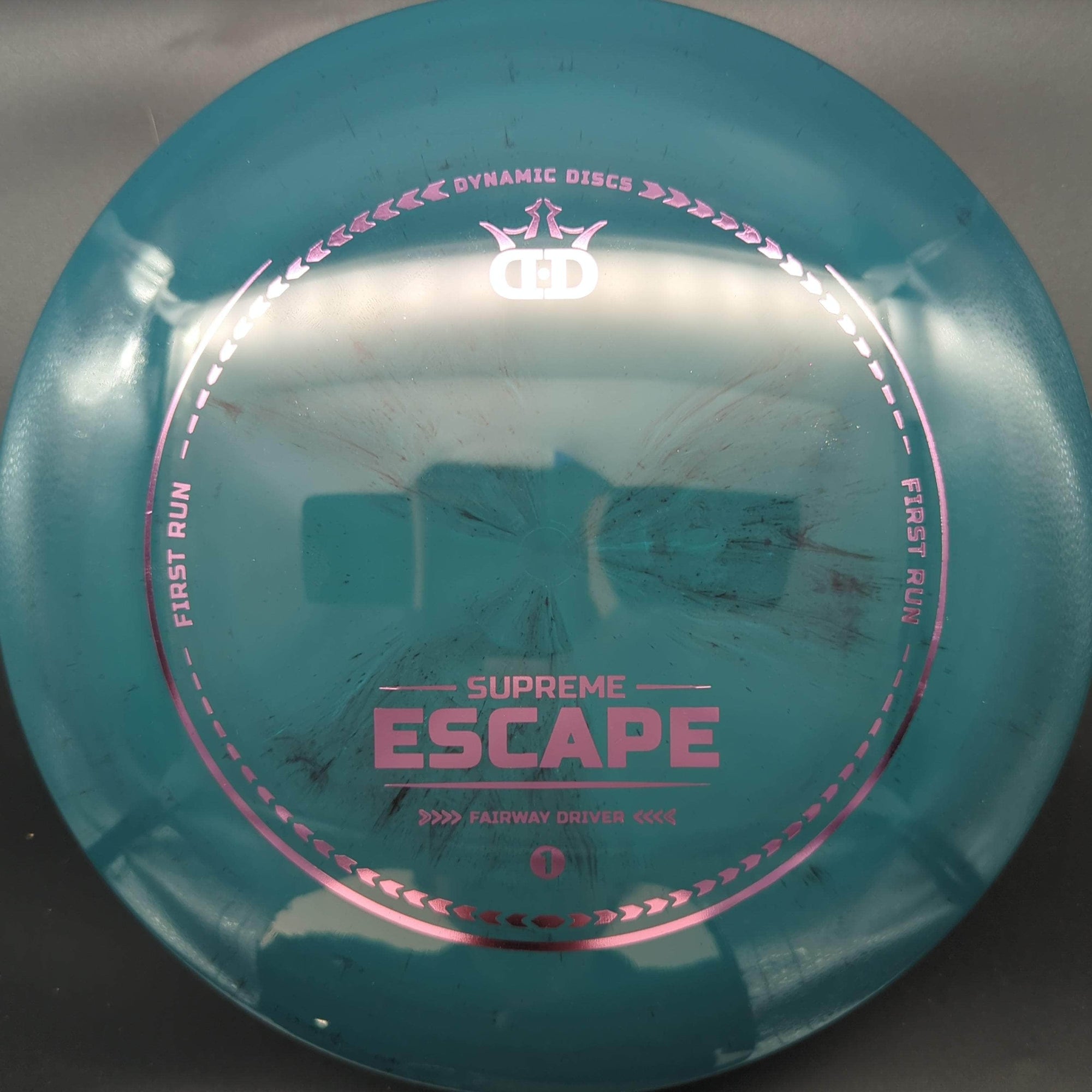 Dynamic Discs Fairway Driver Dark Green Pink Stamp 175g Escape, Supreme Plastic, First Run