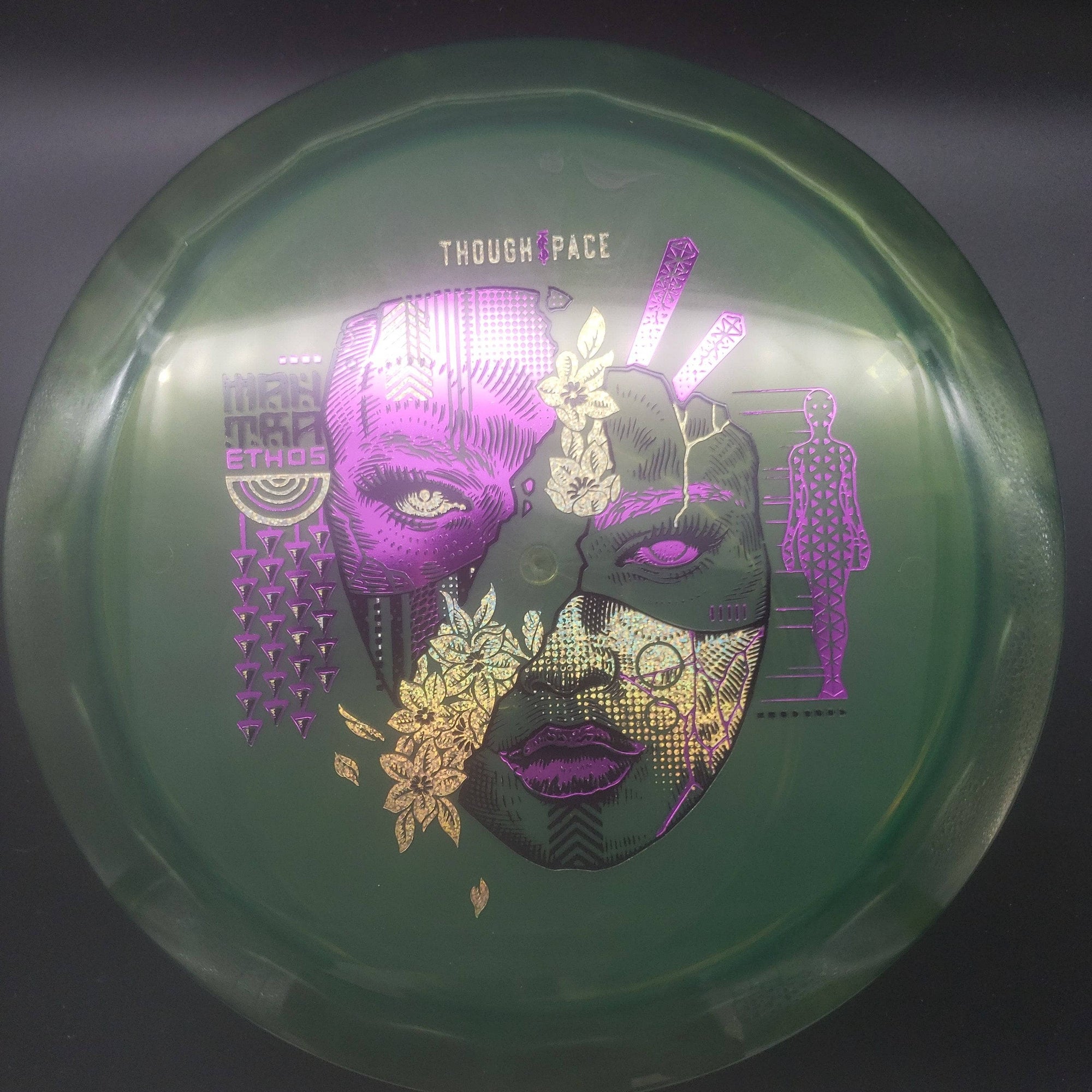 Thought Space Athletics Fairway Driver Dark Green Purple/Gold Stamp 173g Mantra, Ethos Plastic