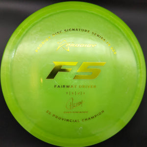 Prodigy Fairway Driver Green Gold Stamp 175g F5, 500 Plastic, Casey Hanemayer, 2022 Signature Series