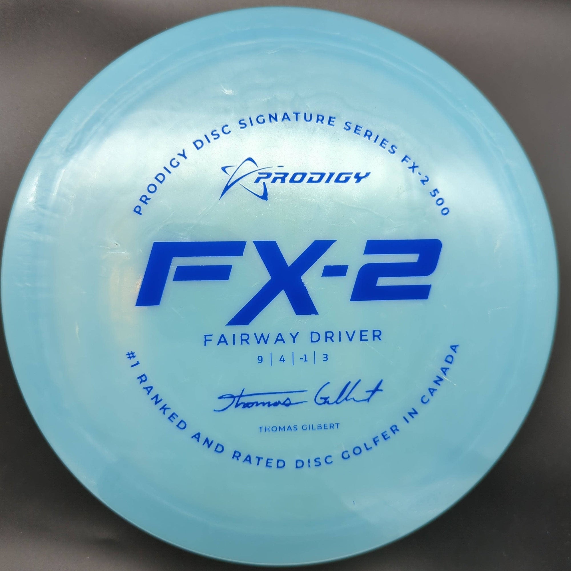 Prodigy Fairway Driver Light Blue Blue Stamp 172g FX2, 500 Plastic, Thomas Gilbert, 2022 Signature Series
