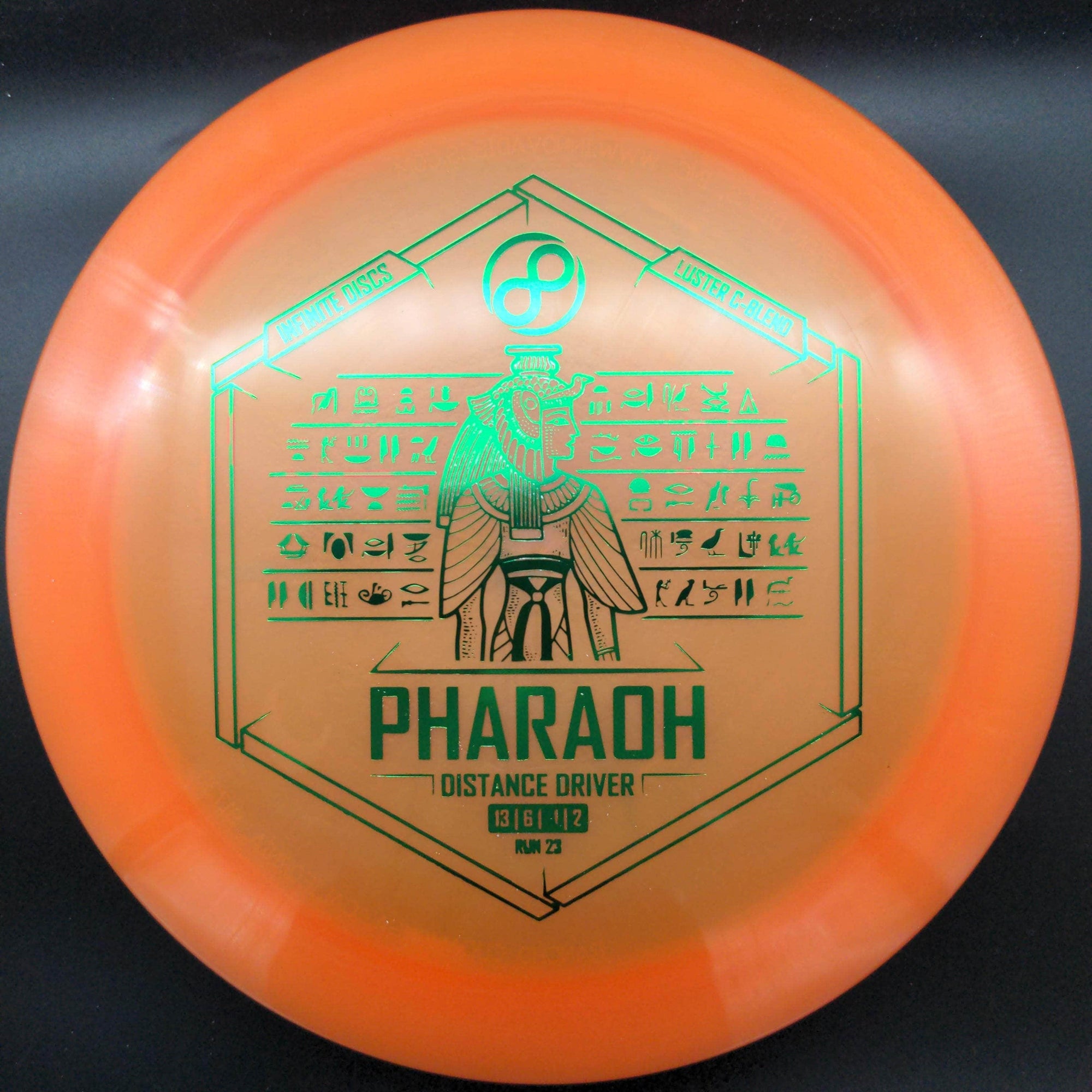 Infinite Discs Fairway Driver Orange Green Stamp 175g Pharaoh, Luster C-Blend