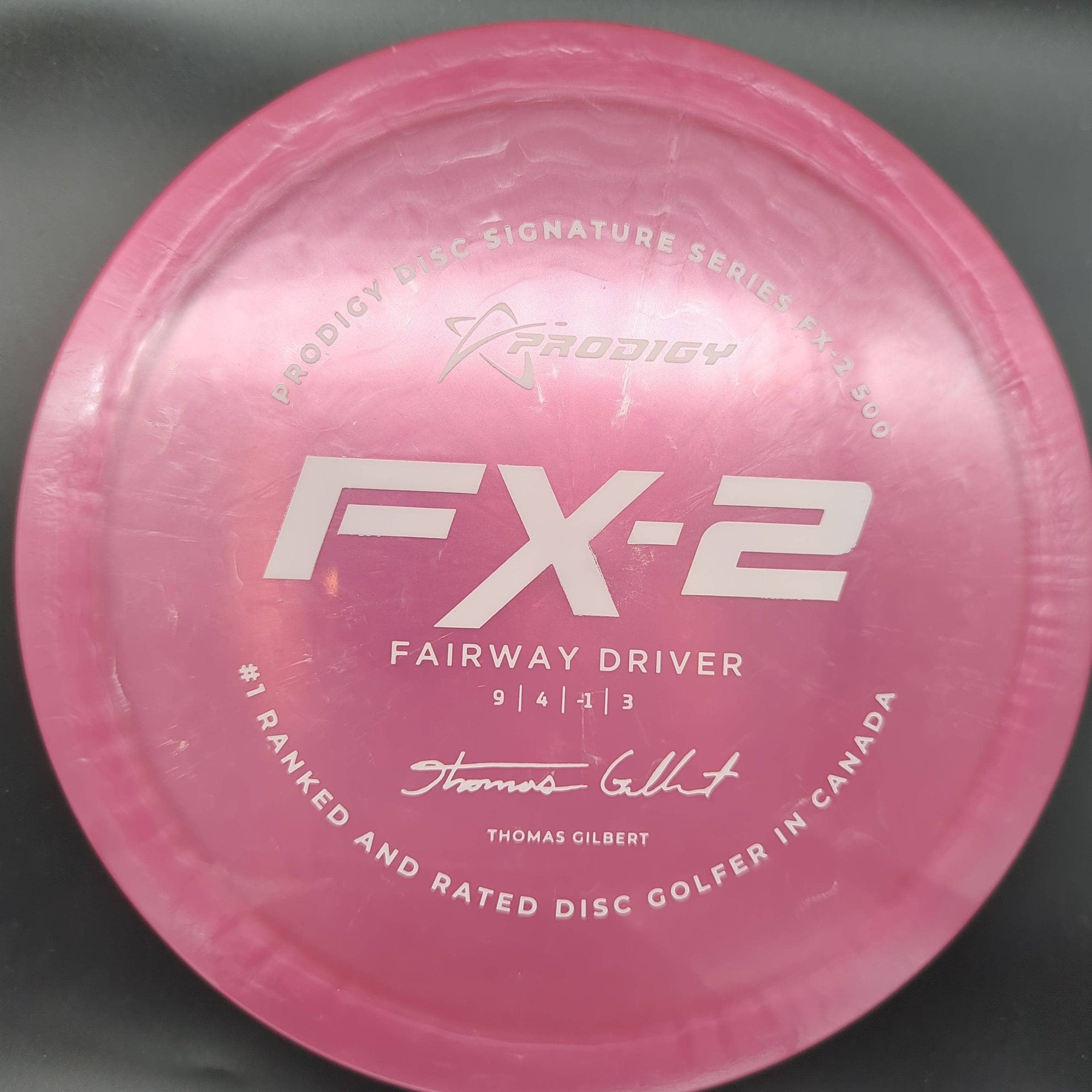 Prodigy Fairway Driver Pink White Stamp 173g FX2, 500 Plastic, Thomas Gilbert, 2022 Signature Series