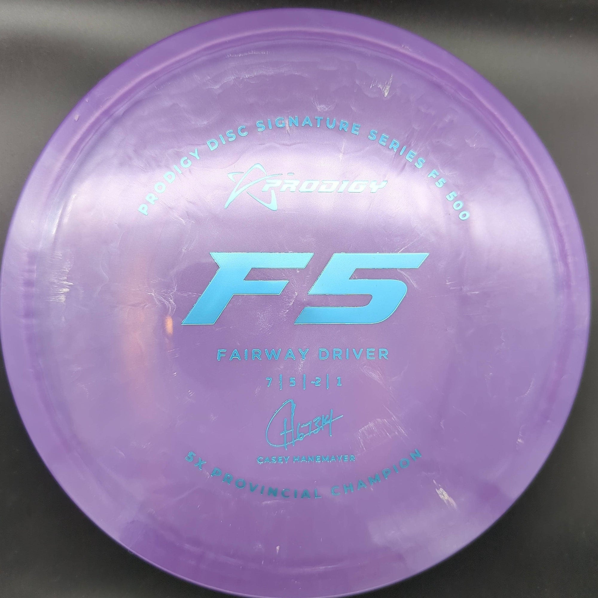 Prodigy Fairway Driver Purple Teal Stamp 175g F5, 500 Plastic, Casey Hanemayer, 2022 Signature Series
