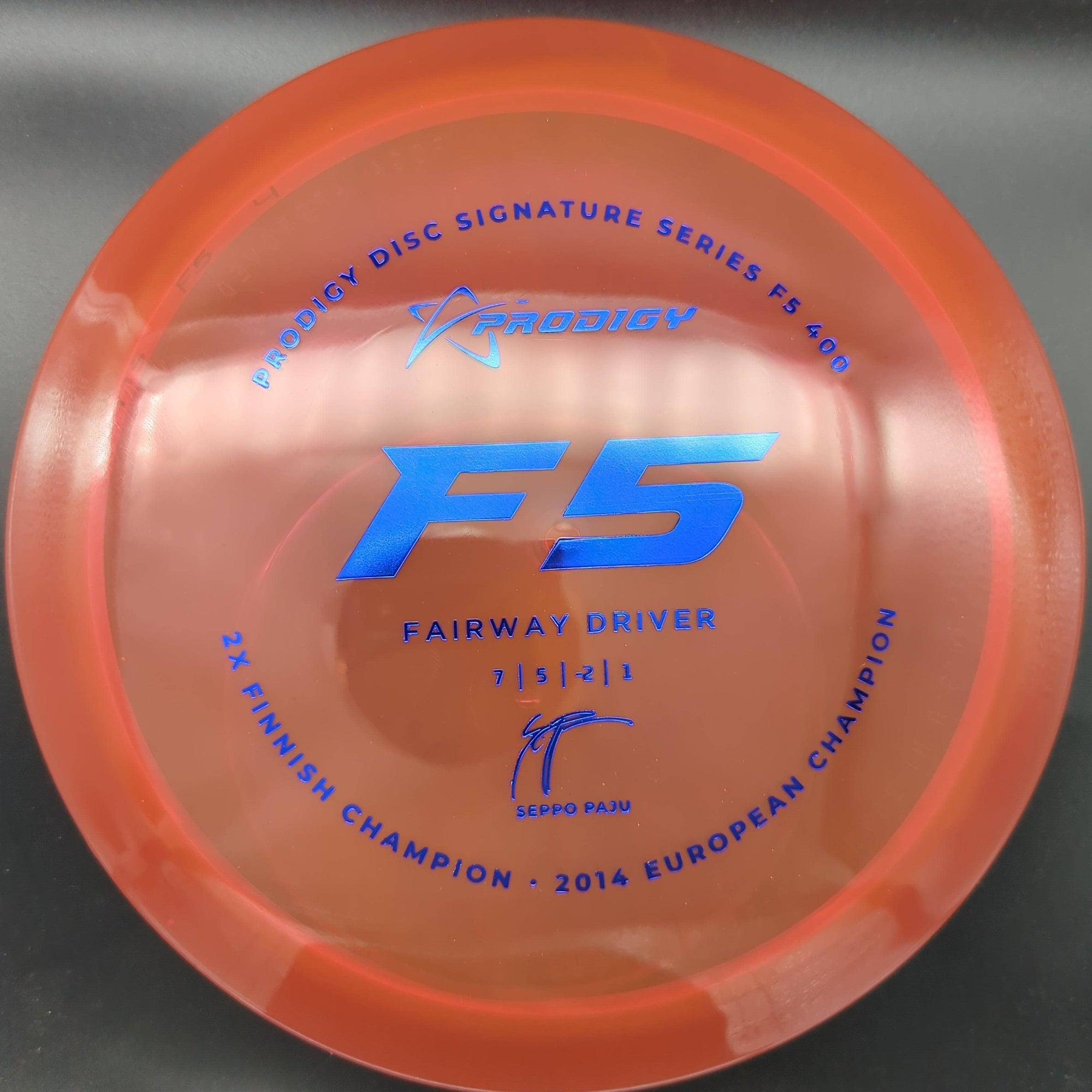 Prodigy Fairway Driver Red Blue Stamp 175g F5, 400 Plastic, Seppo Paju, 2022 Signature Series
