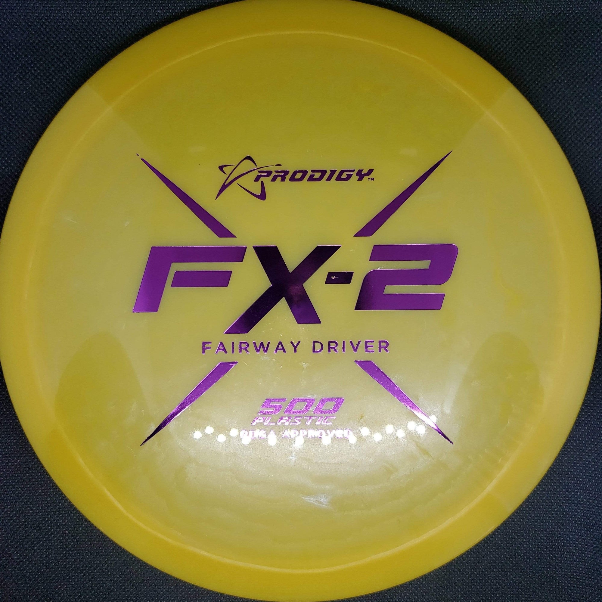 Prodigy Fairway Driver Yellow Purple Stamp 173g FX2 , 500 Plastic