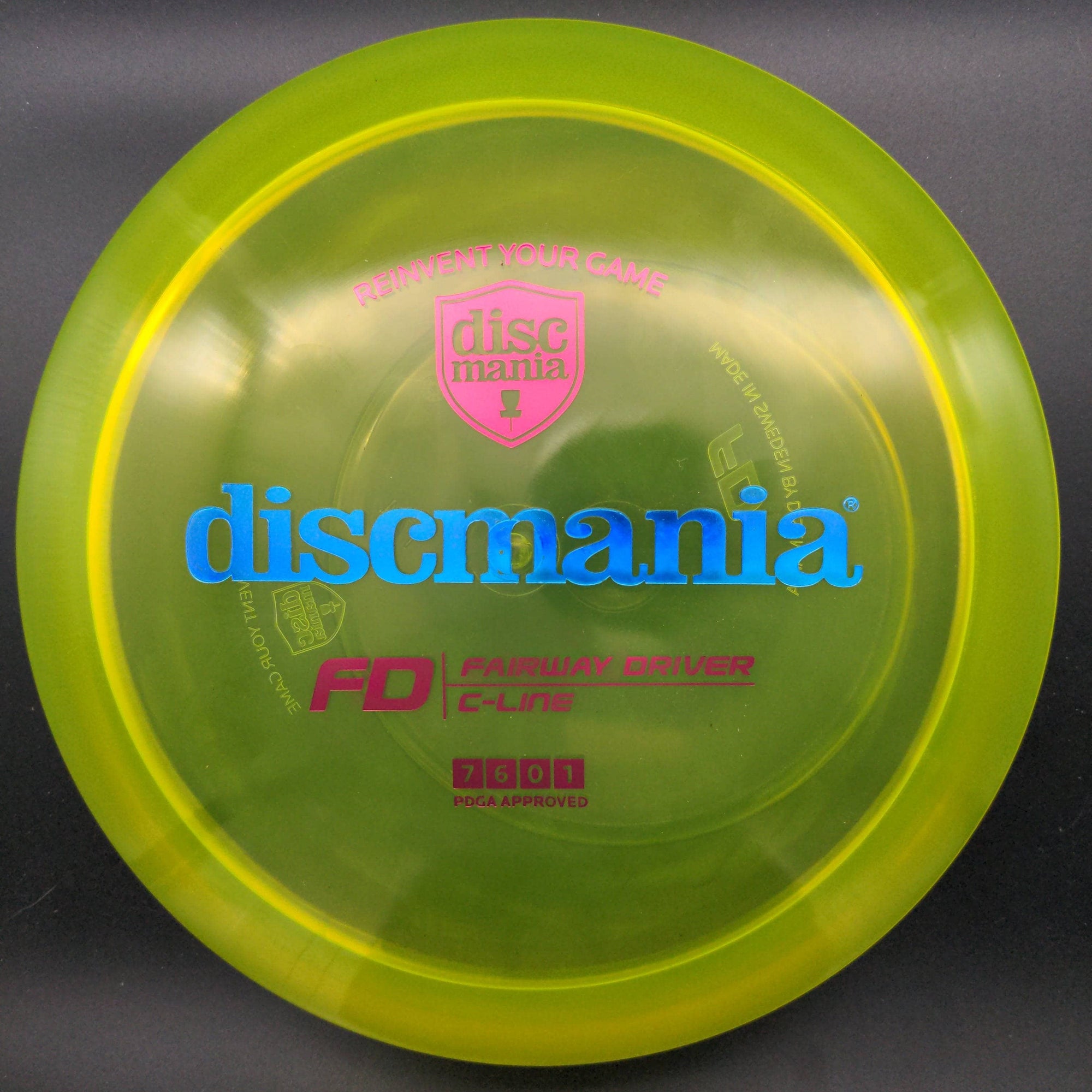 Discmania Fairway Driver Yellow Red Stamp Blue Holo Bar Stamp 174g FD, C-Line Plastic