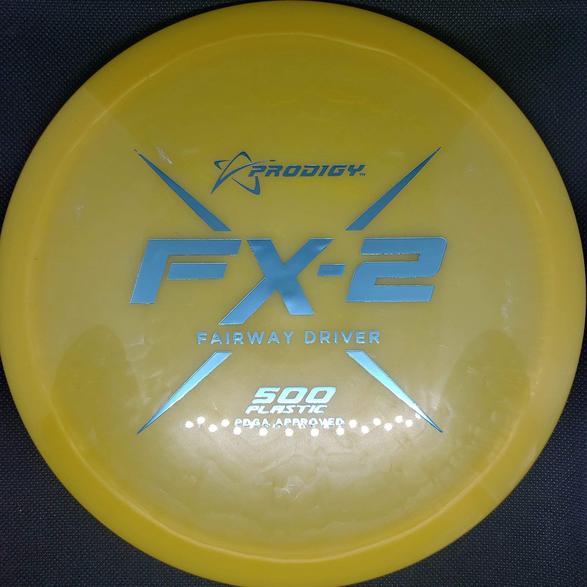 Prodigy Fairway Driver Yellow Teal Stamp 174g FX2 , 500 Plastic