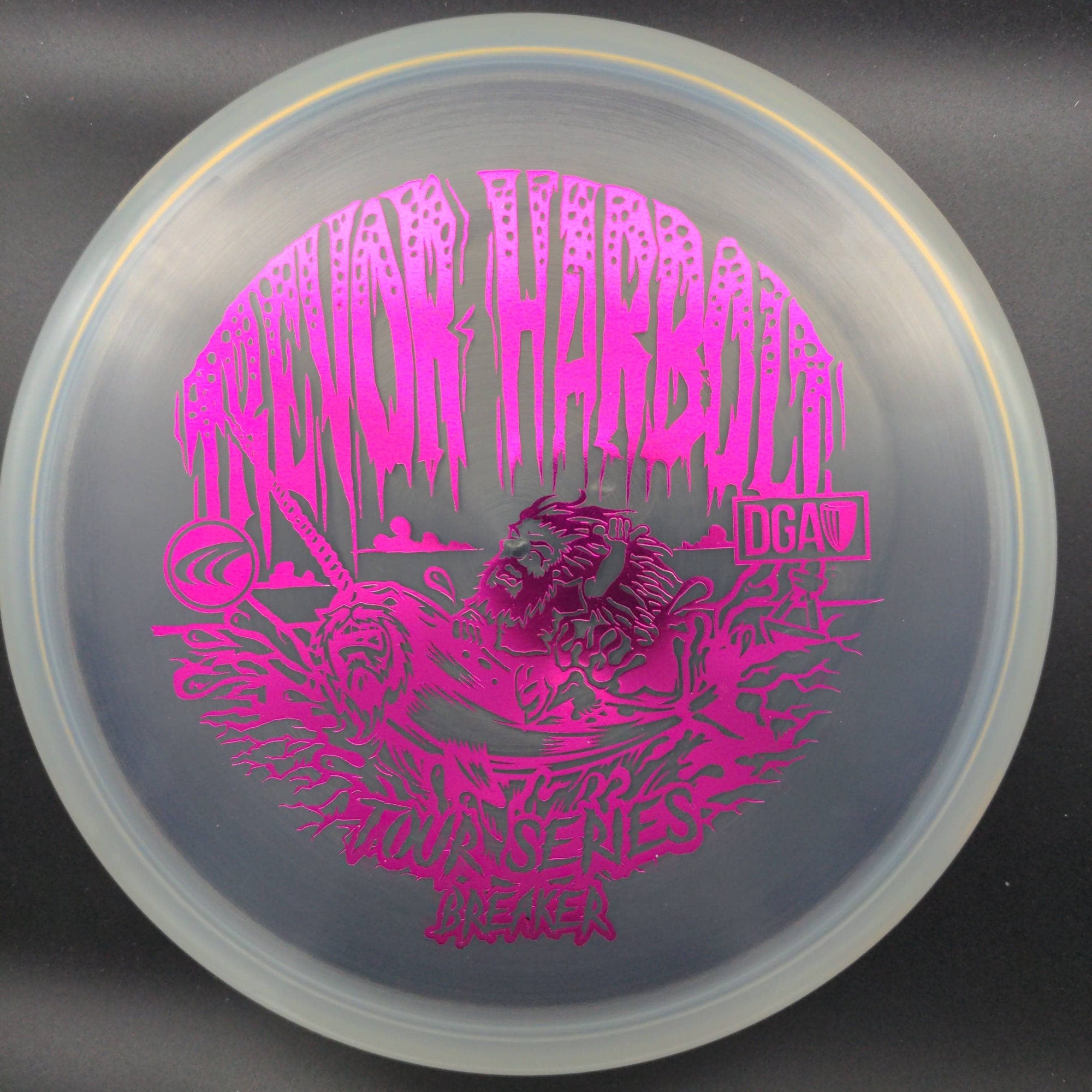 DGA Mid Range Clear Pink Stamp 173g Breaker, Ice Plastic, Trevor Harbolt Tour series