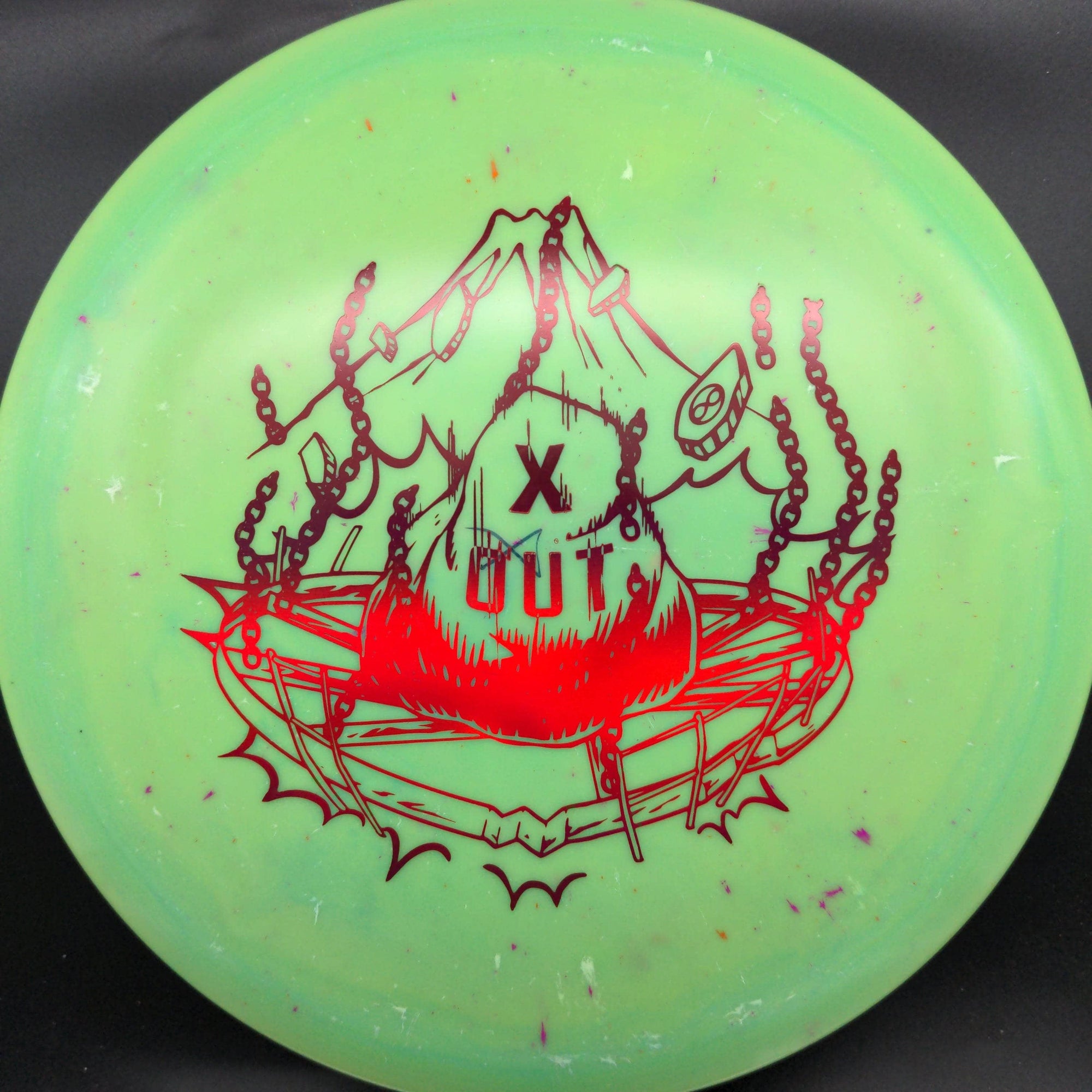 Infinite Discs Mid Range Green Red Stamp 180g X Out Anubis, Splatter S-Blend Plastic