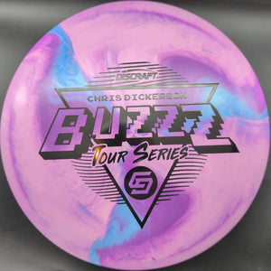 Discraft Mid Range Purple Blue Swirl Black Stamp 177g Buzzz, ESP Swirl, Chris Dickerson, Tour Series, 2022