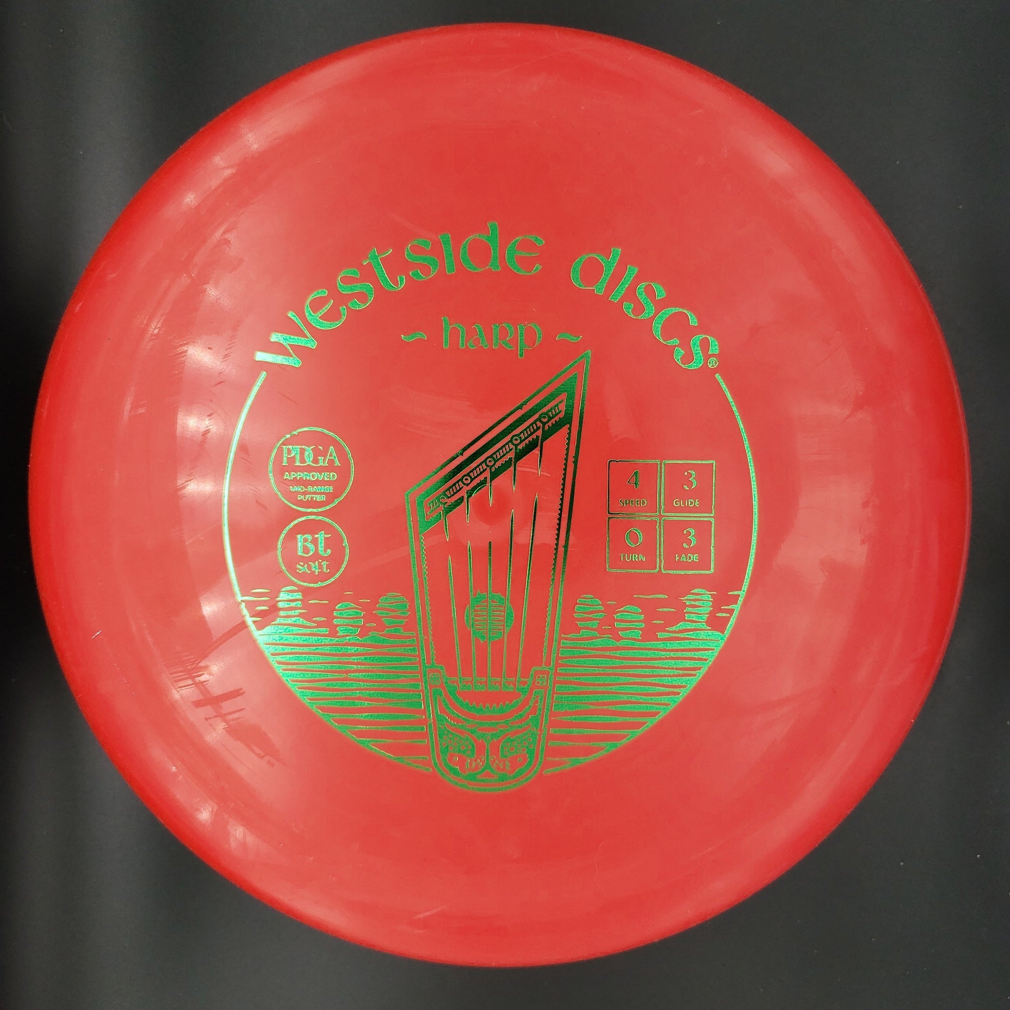 Westside Discs Mid Range Red Green Stamp 174g Westside Discs BT Soft Harp