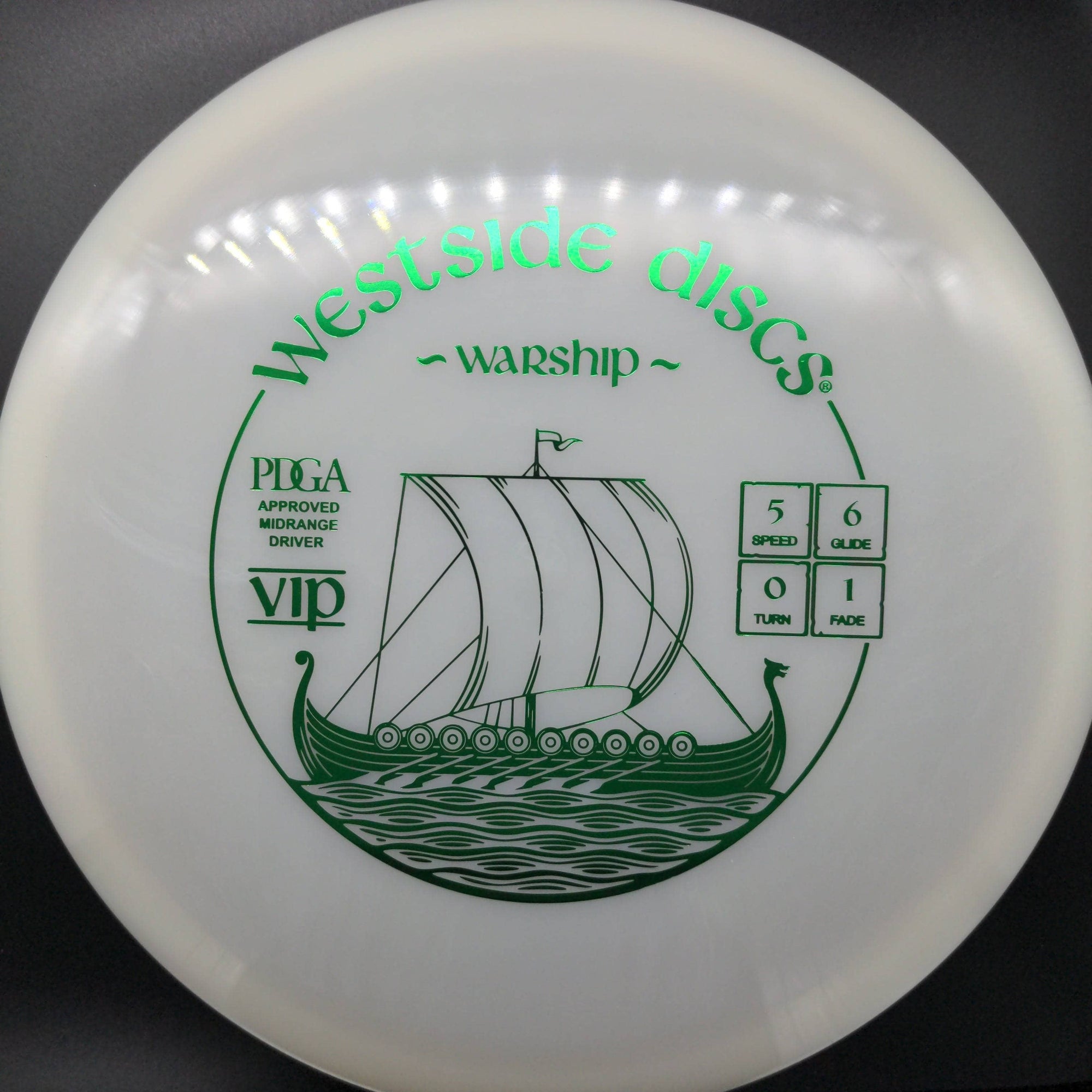 Westside Discs Mid Range White Green Stamp 175g VIP Warship