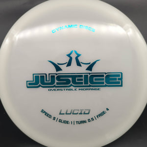 Dynamic Discs Mid Range White Teal Stamp 173g Justice, Lucid