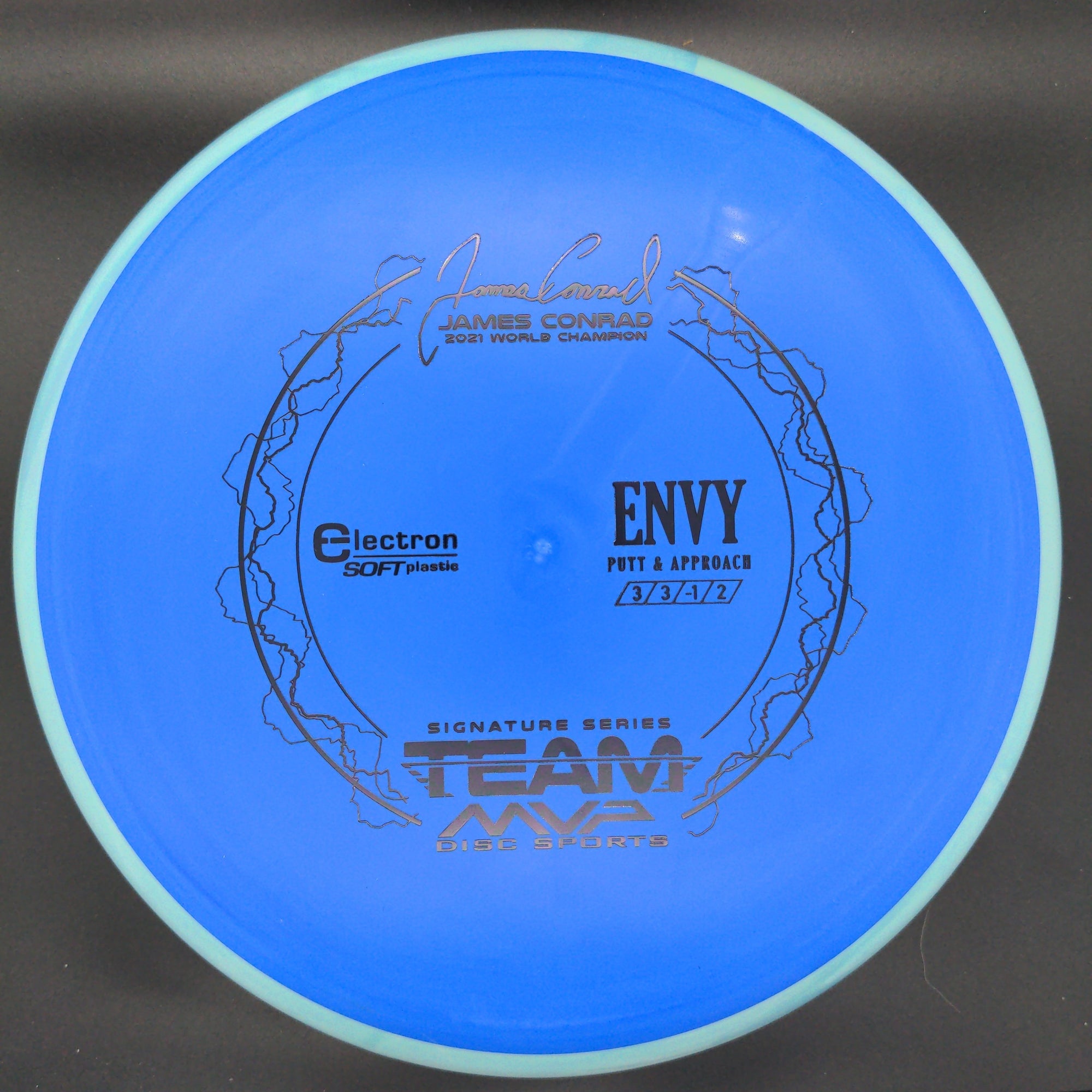 MVP Putter Blue Plate Light Blue Rim 175g James Conrad Signature Envy, Electron Soft