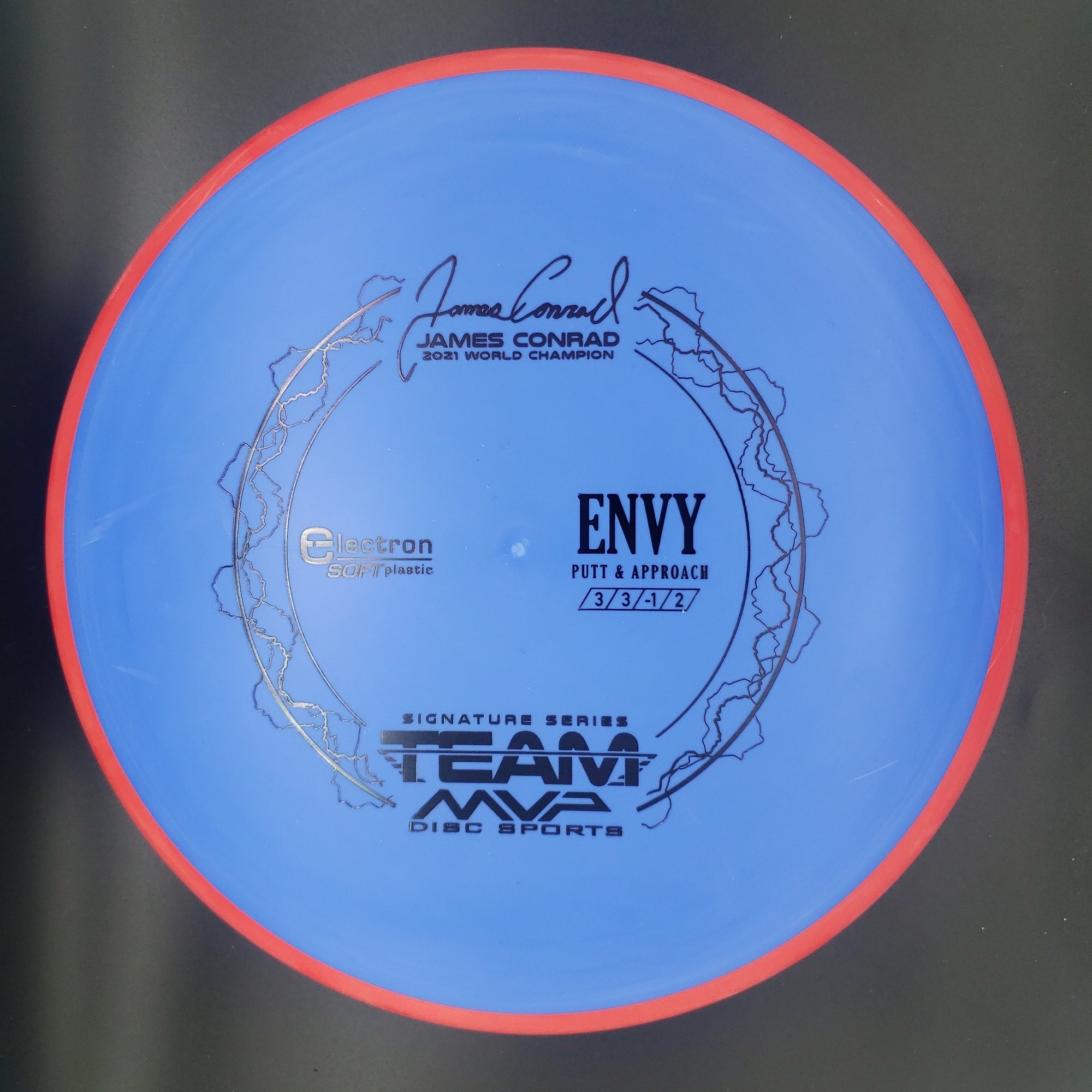 MVP Putter Blue Plate Red Rim 172g James Conrad Signature Envy, Electron Soft