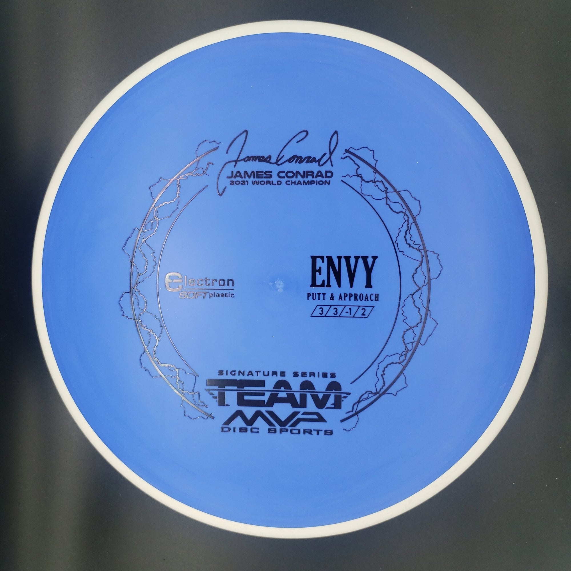 MVP Putter Blue Plate White Rim 174g James Conrad Signature Envy, Electron Soft