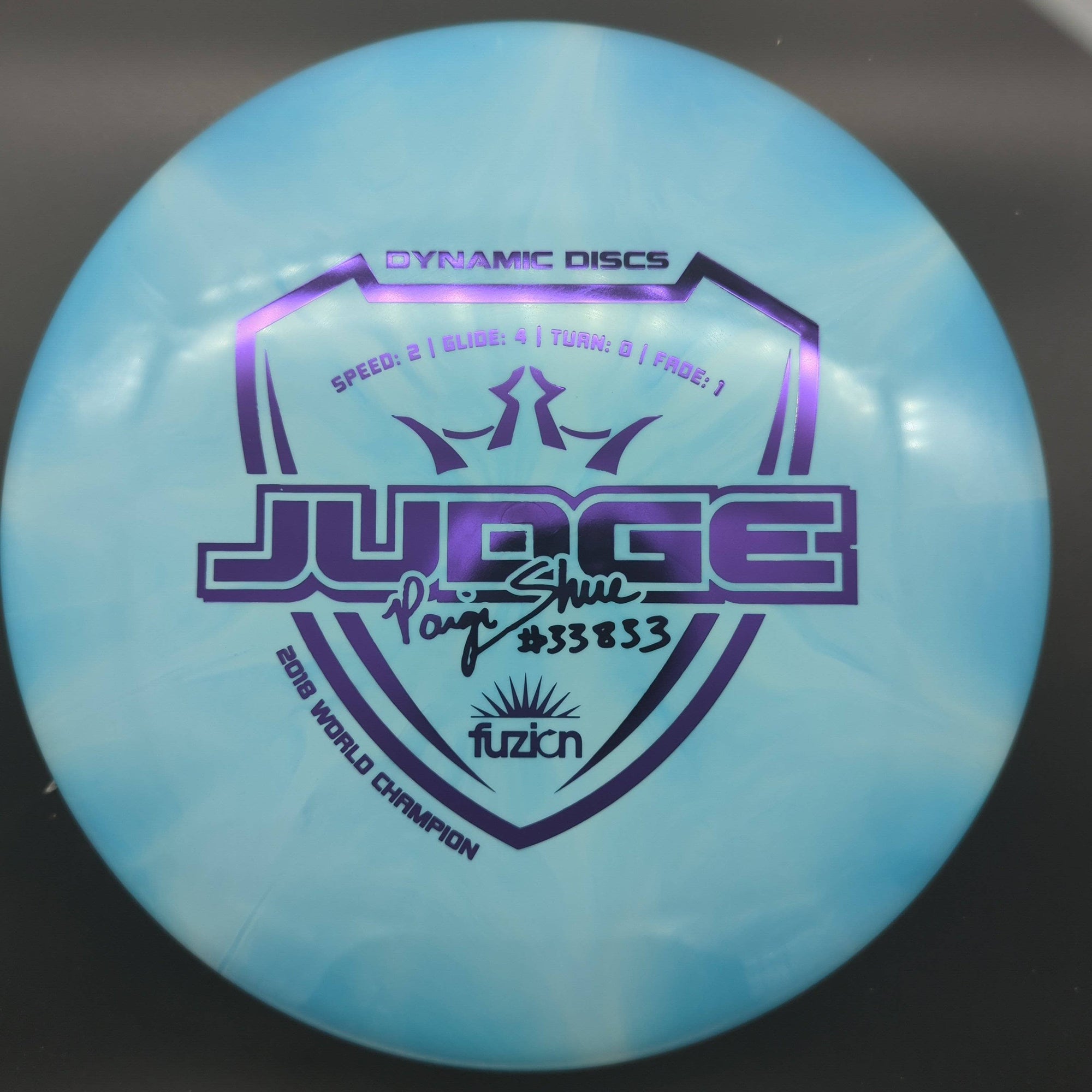 Dynamic Discs Putter Blue Purple Stamp 175g Fuzion Burst Judge Paige Shue