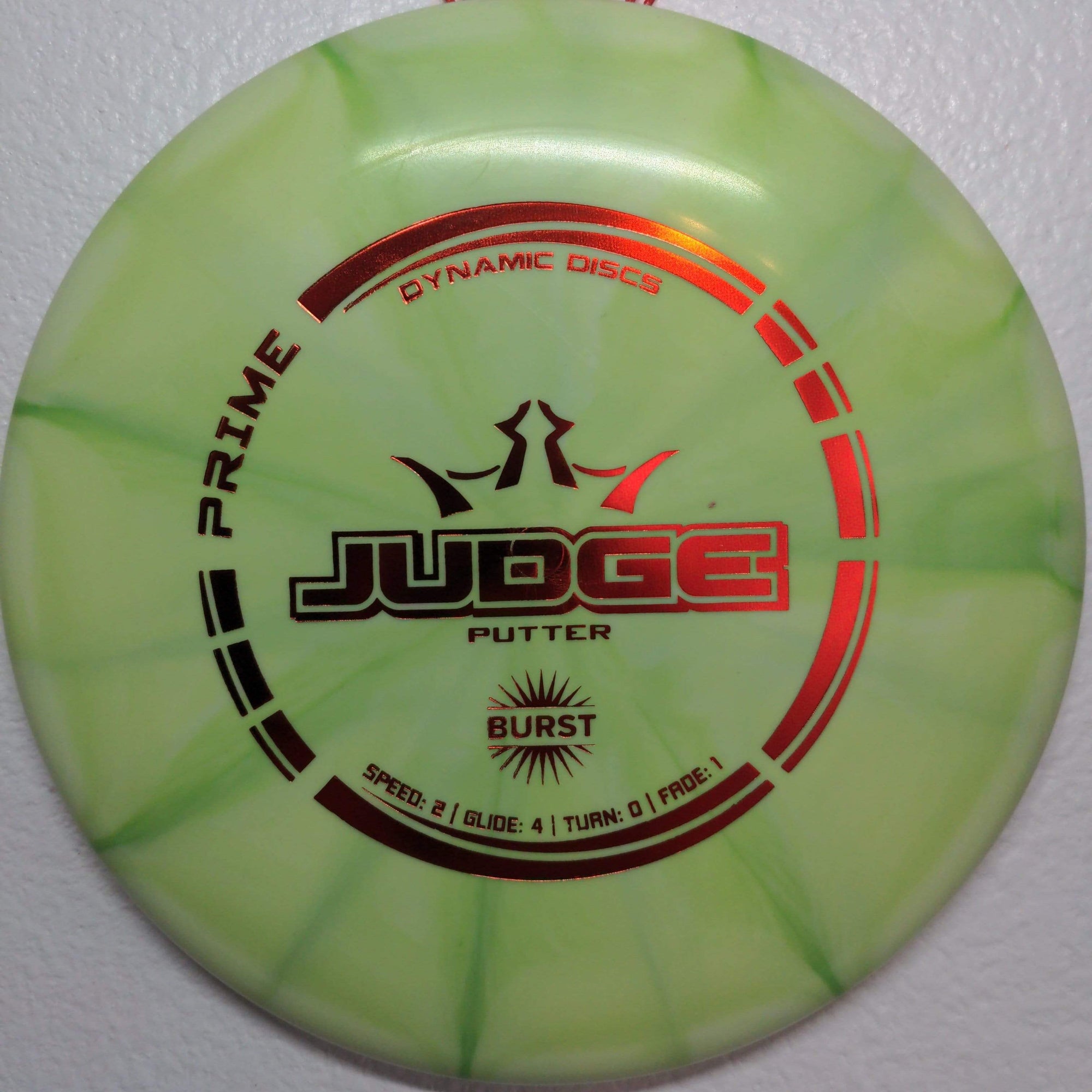 Dynamic Discs Putter Green Red Foil Stamp 173g Prime Burst Judge