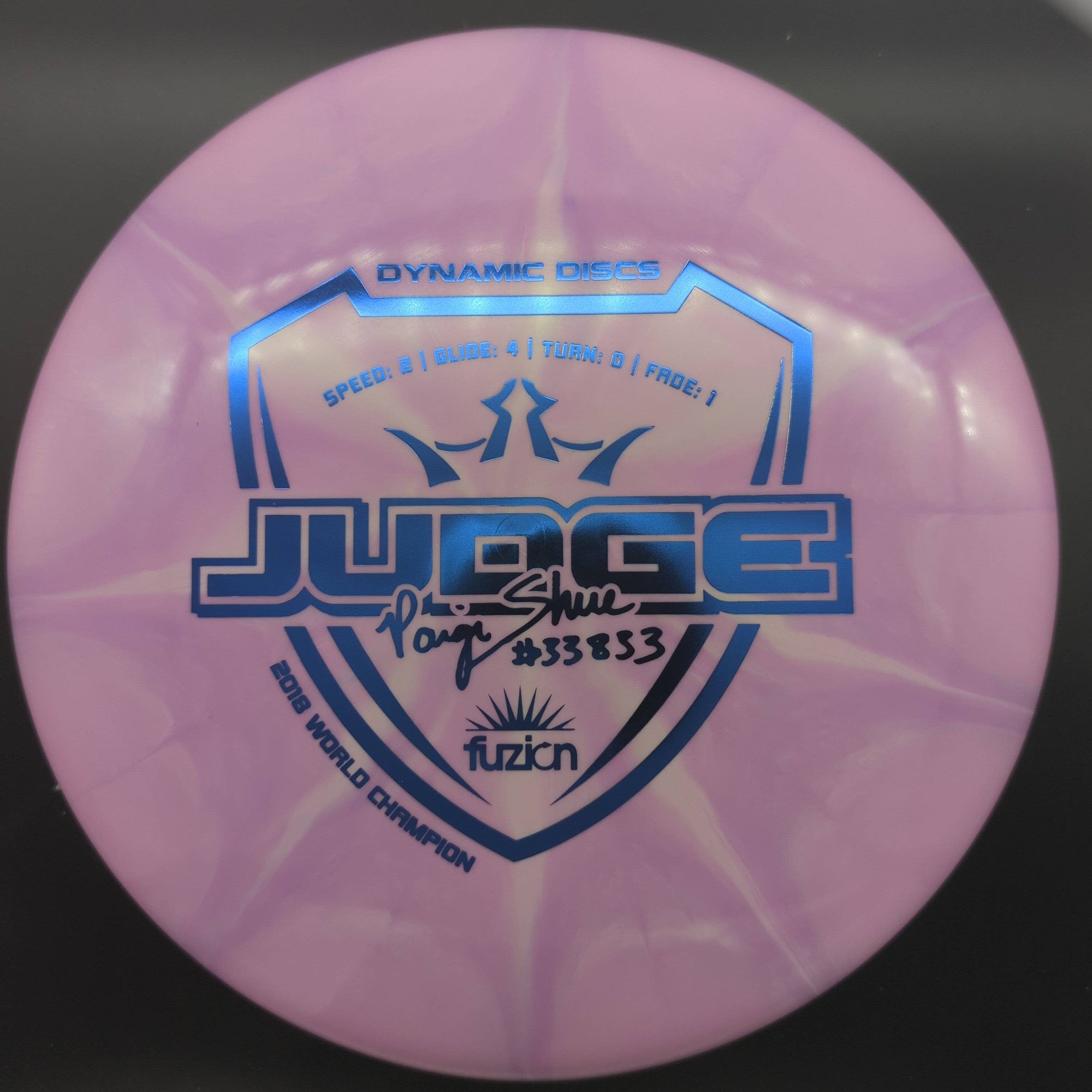 Dynamic Discs Putter Purple Blue Stamp 176g Fuzion Burst Judge Paige Shue