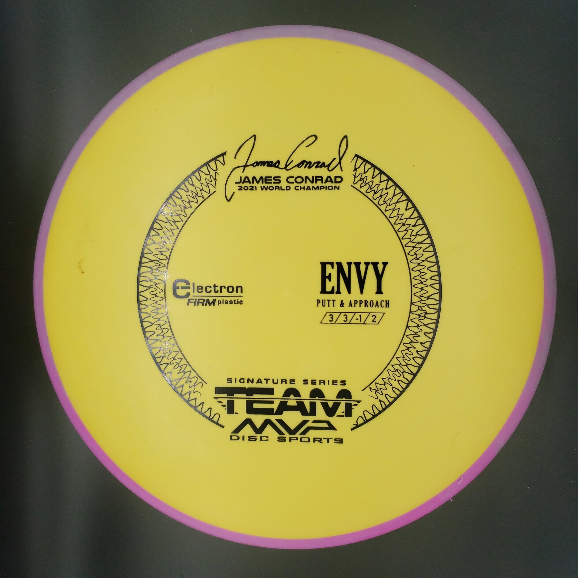 MVP Putter Purple/Pink Rim Yellow Plate 175g Products James Conrad Signature Envy, Electron Firm