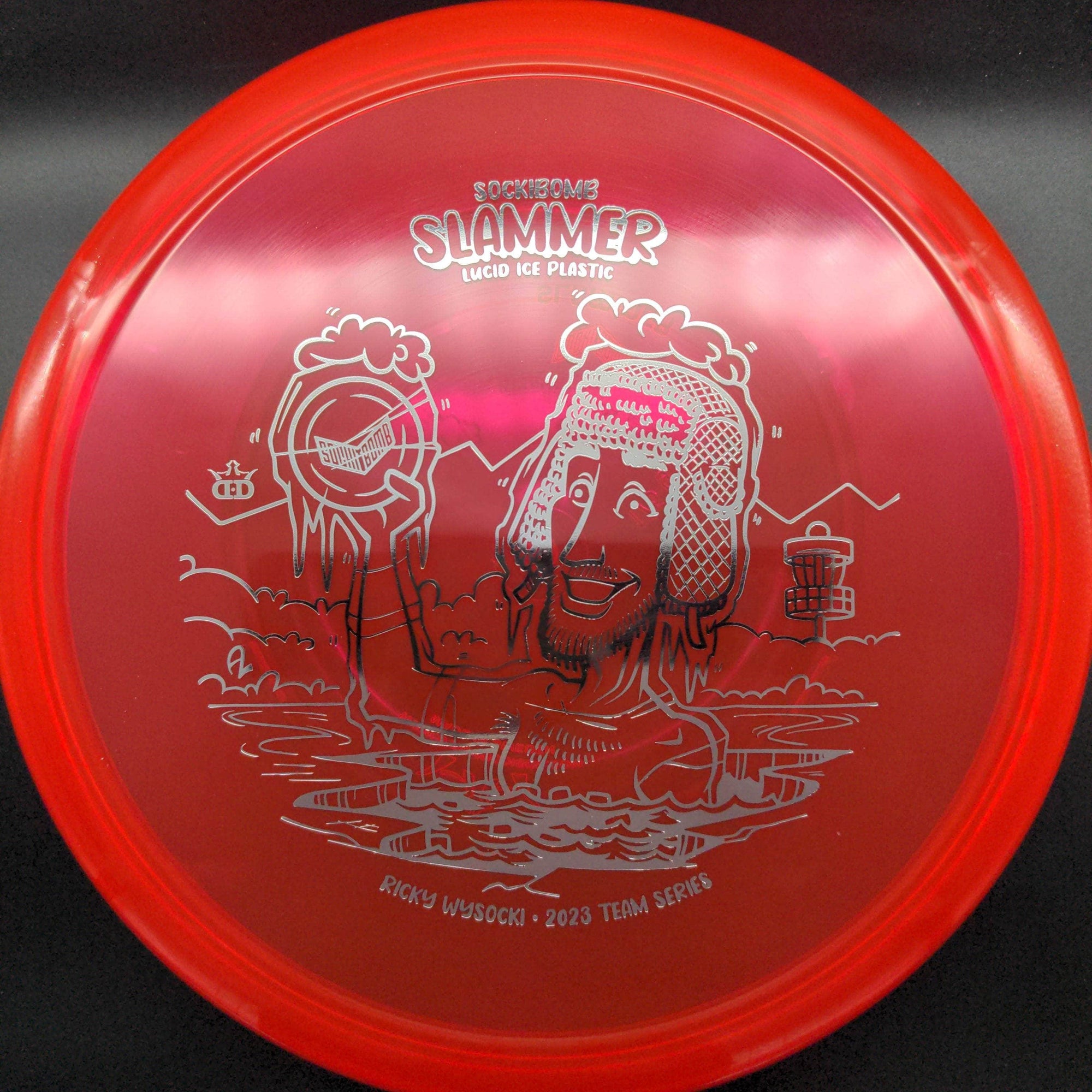 Dynamic Discs Putter Red Silver "Bath" Stamp 175g 2 Slammer, Lucid Ice Sockibomb