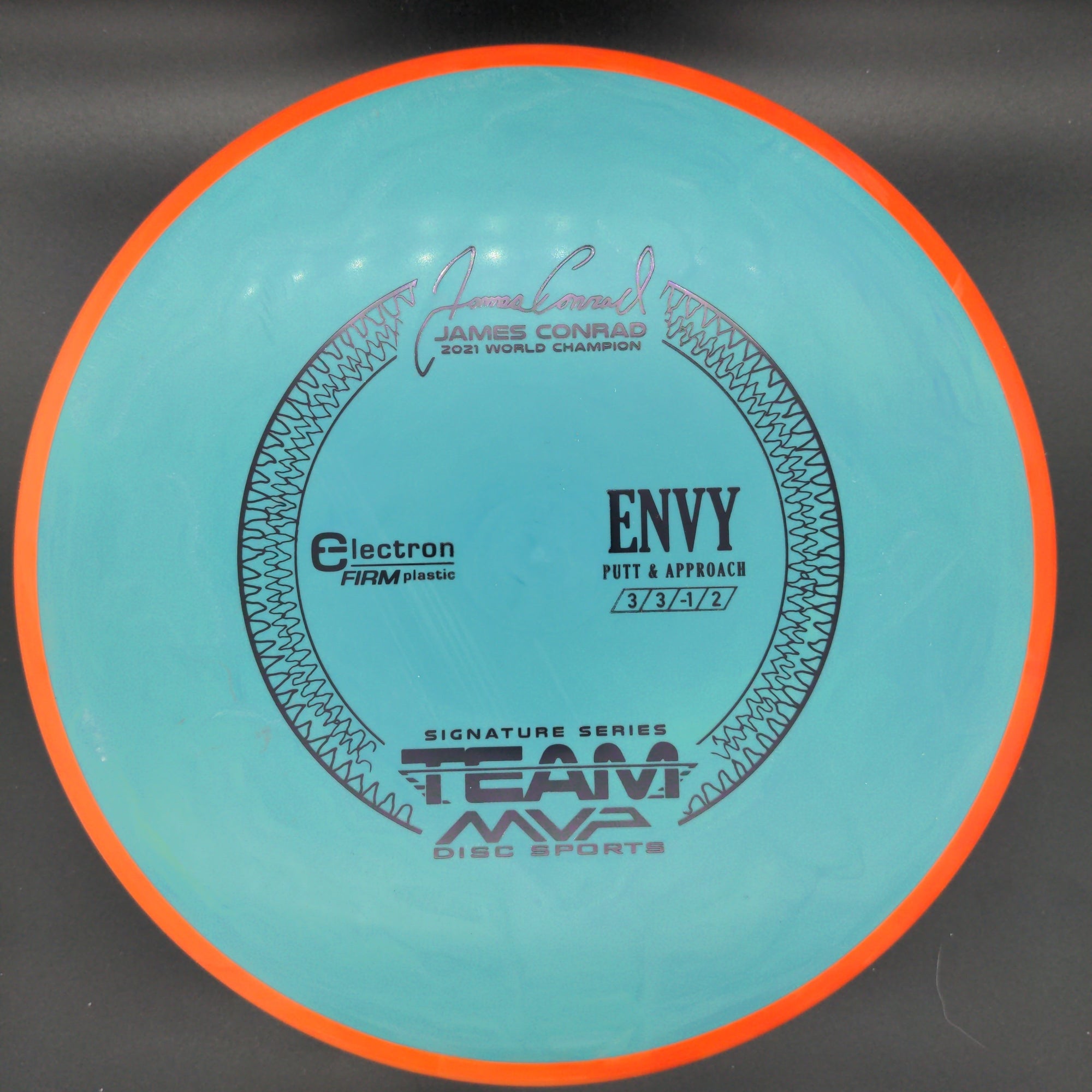 MVP Putter Teal Plate Orange Rim 174g James Conrad Signature Envy, Electron Firm