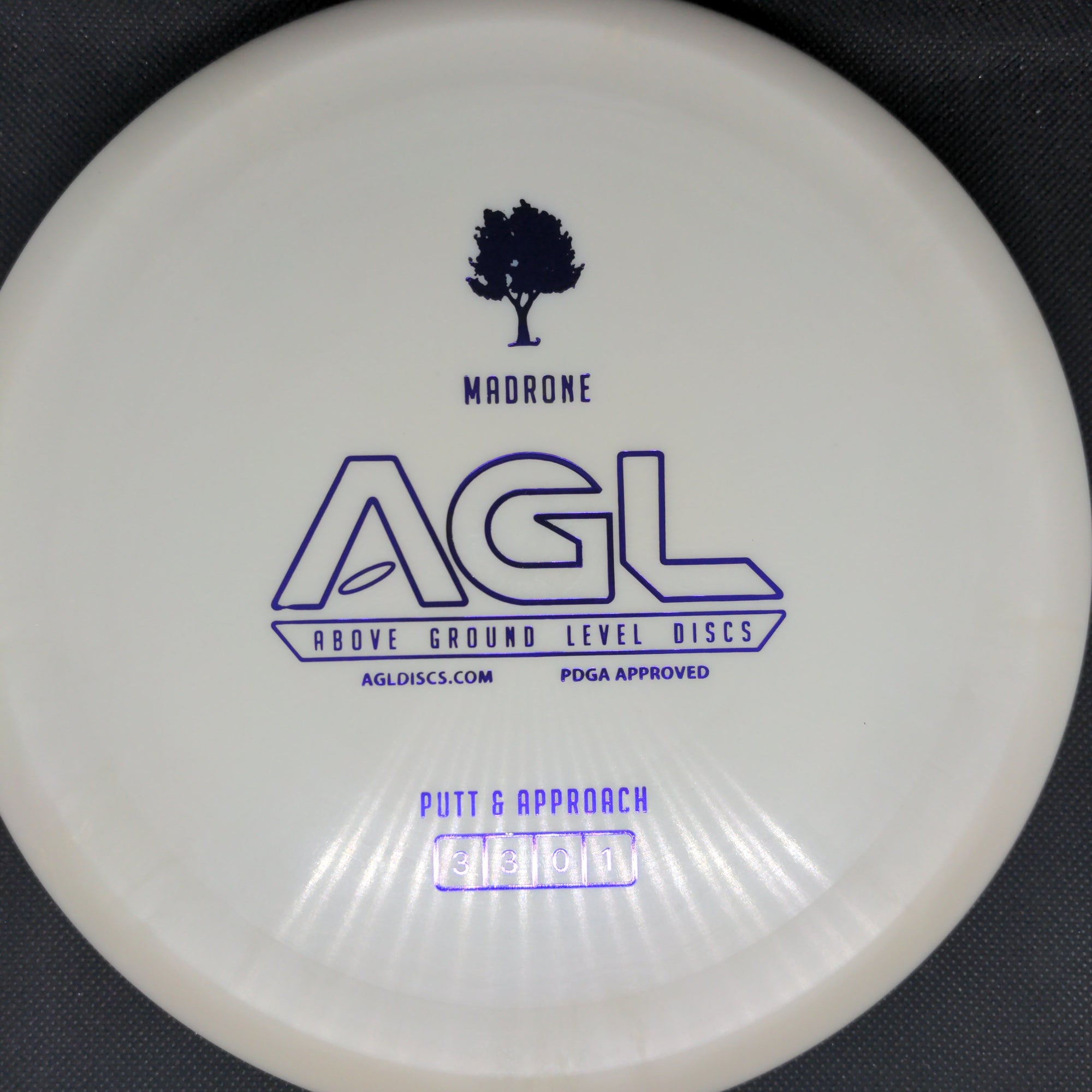 AGL Discs Putter White Purple Stamp 174g Alpine Madrone, AGL Discs