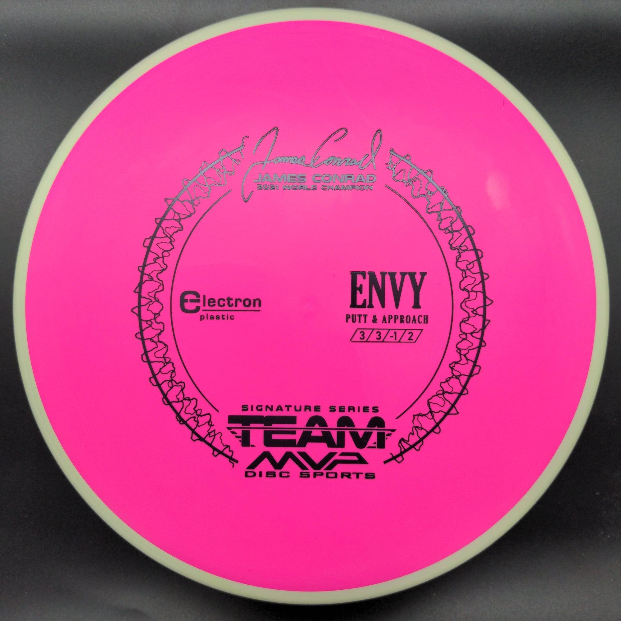 MVP Putter White/Yellow Rim Pink Plate 175g Envy, Electron Medium, James Conrad Signature